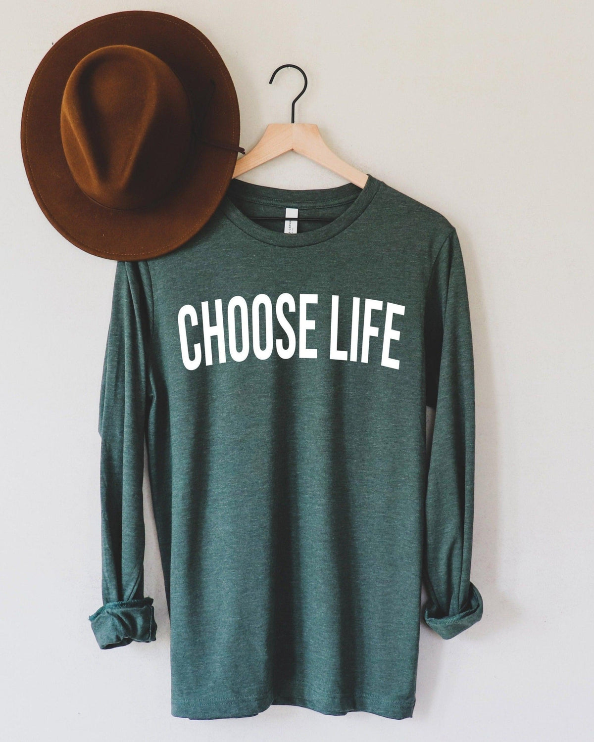 Choose Life Pro-life Long Sleeve Tshirt (Block)