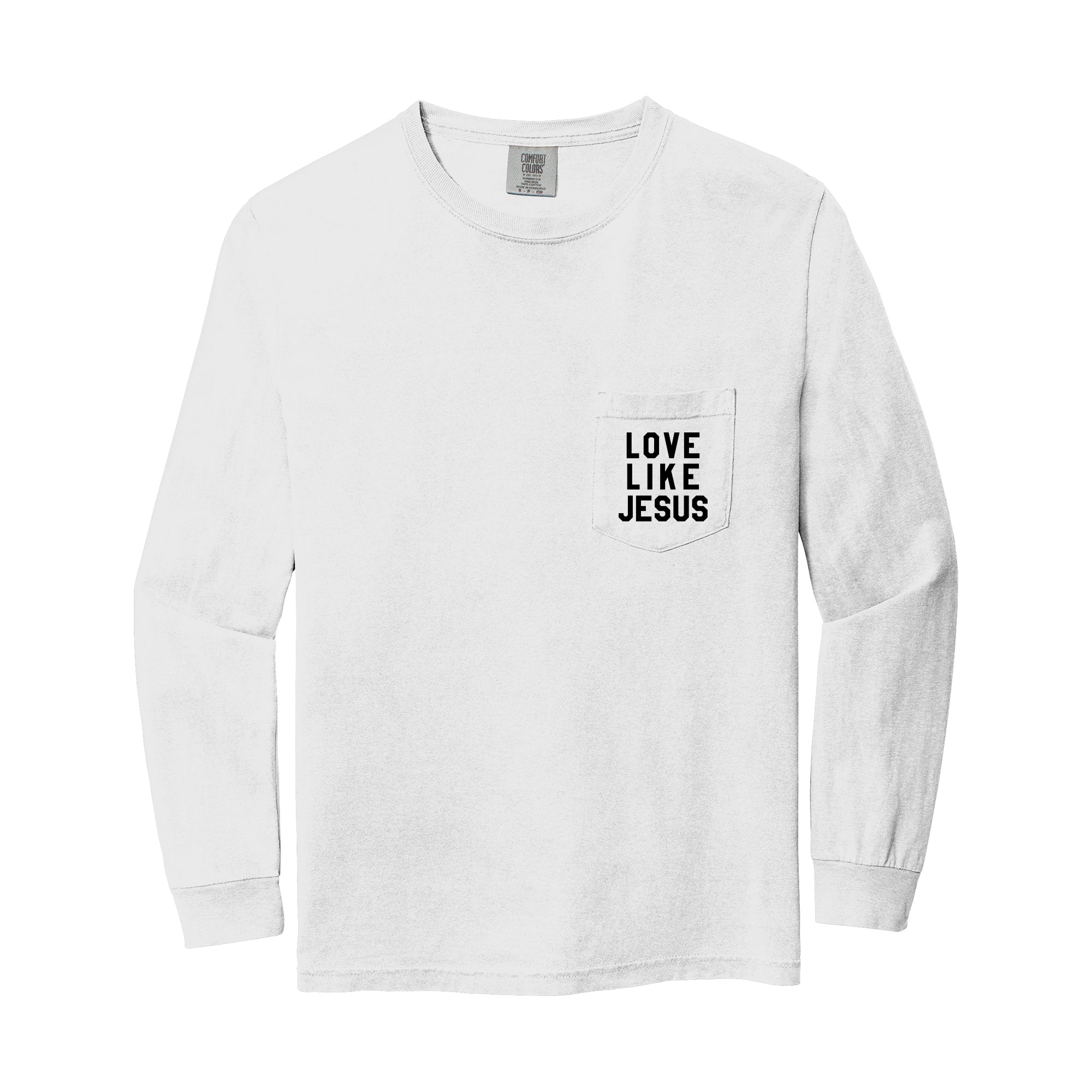 Christian Love Like Jesus Bible Pocket Comfort Colors Long Sleeve Shirt