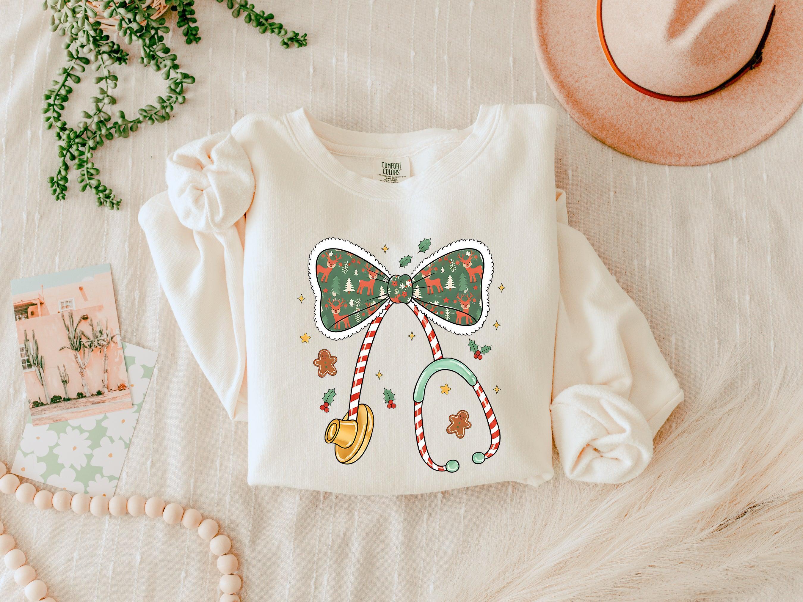 Christmas Nurse Doctor Medical Team Gift Winter Holiday Garment Dyed Comfort Colors Sweatshirt