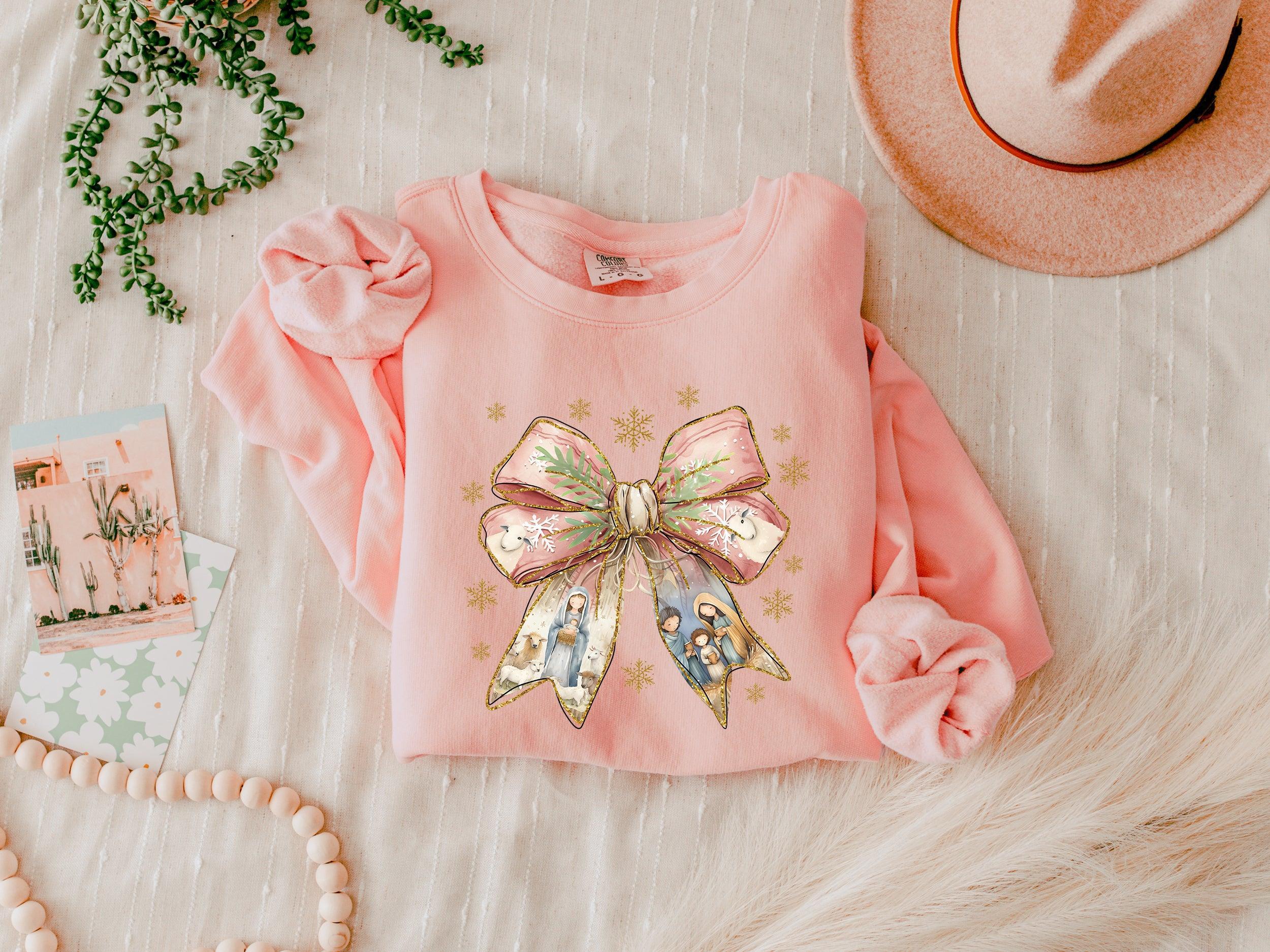 Christmas Ribbon Christian Inspirational Garment Dyed Comfort Colors Sweatshirt