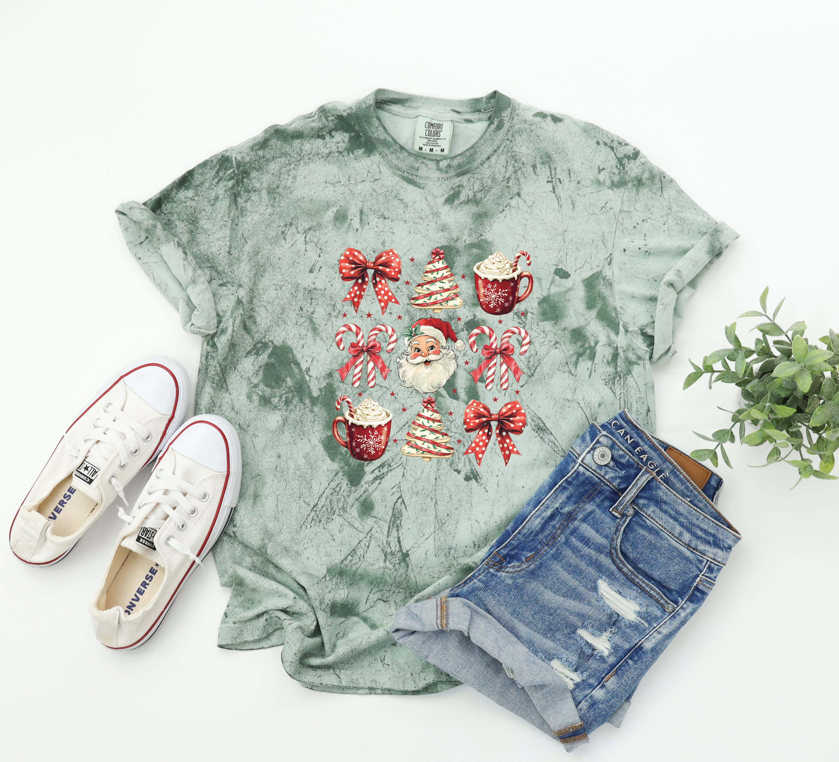 Christmas Tree Santa Hot Chocolate Christmas fall winter Comfort Colors Garment Dyed T Shirt
