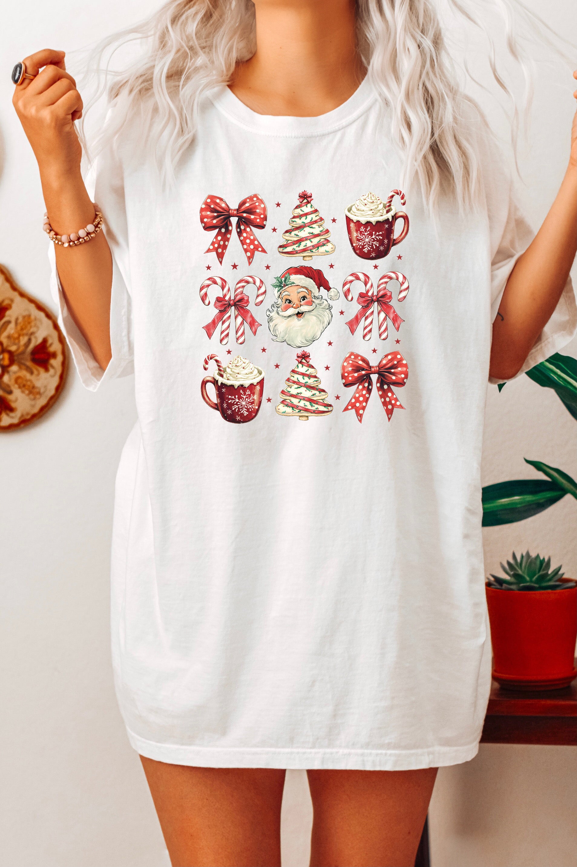 Christmas Tree Santa Hot Chocolate Christmas fall winter Comfort Colors Garment Dyed T Shirt