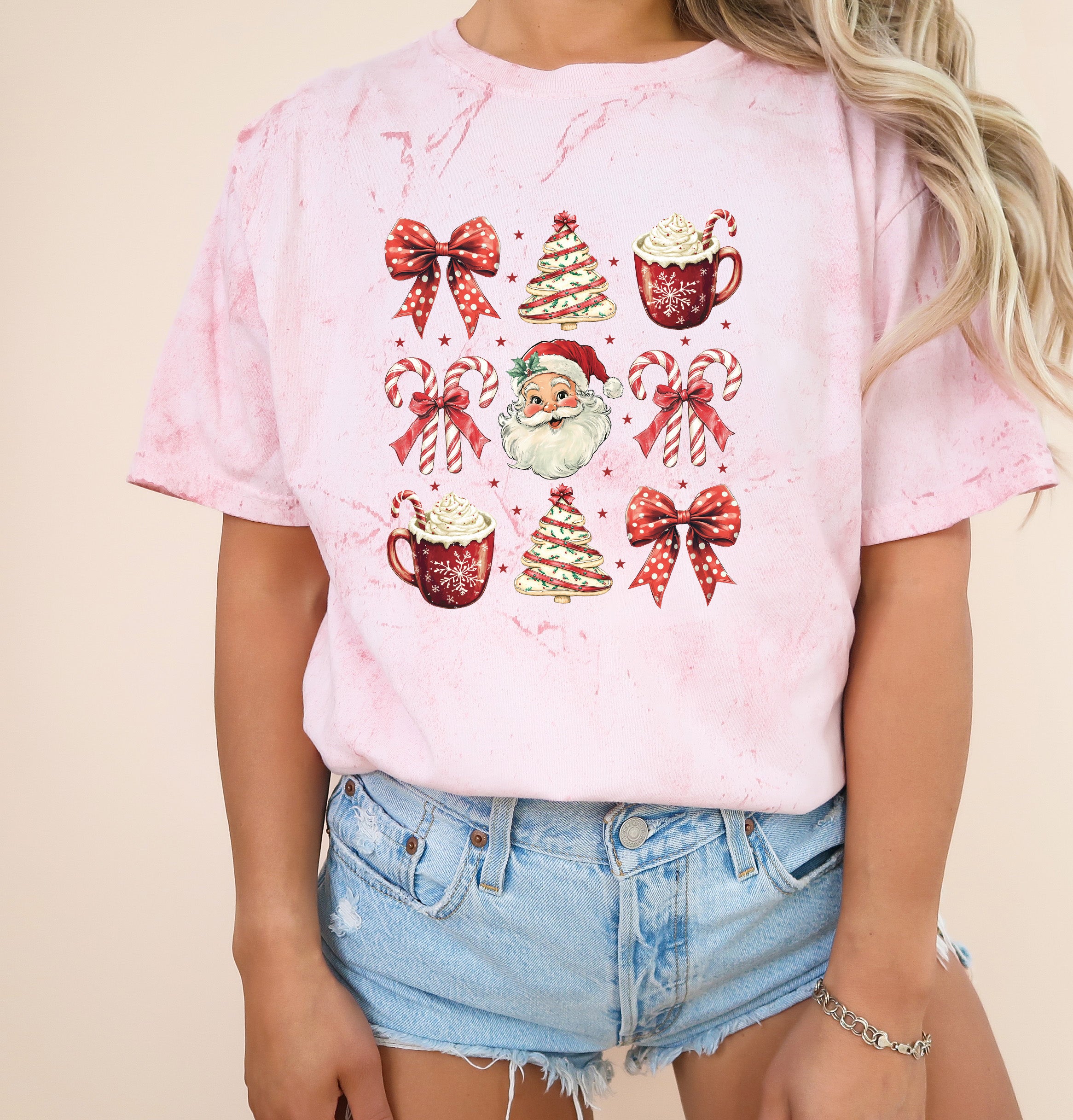 Christmas Tree Santa Hot Chocolate Christmas fall winter Comfort Colors Garment Dyed T Shirt