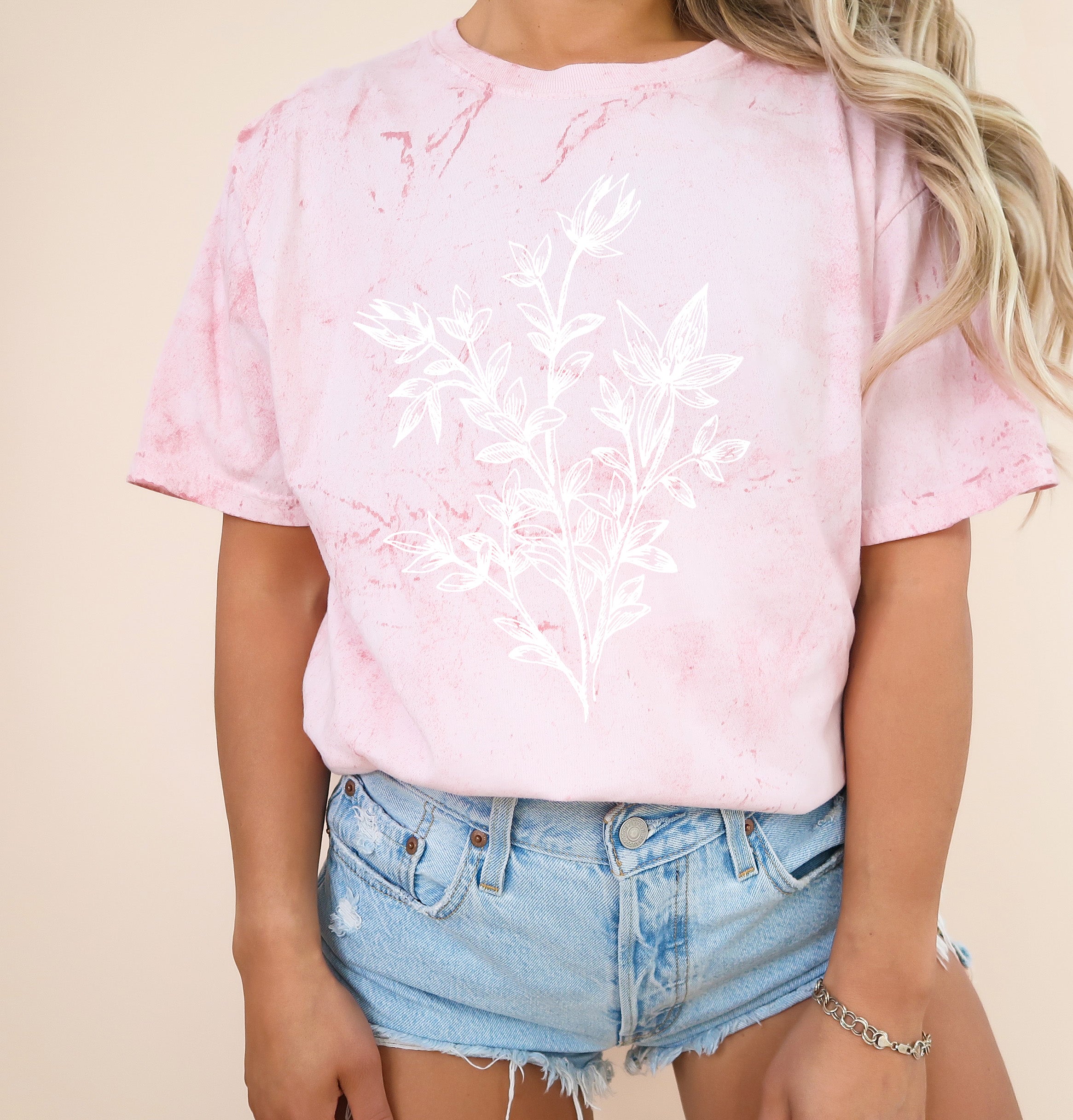 Botanical Plant Nature Garment Dyed T Shirt