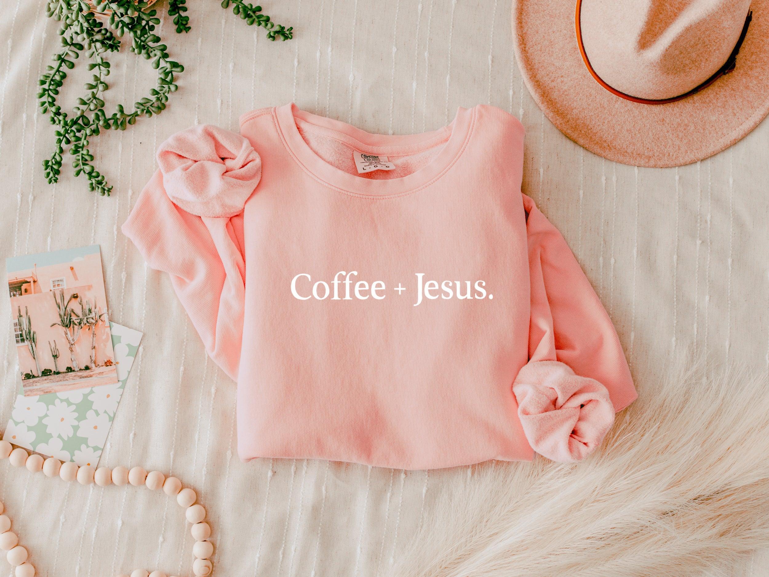 Coffee + Jesus Fall Autumn Garment Dyed Comfort Colors Sweatshirt