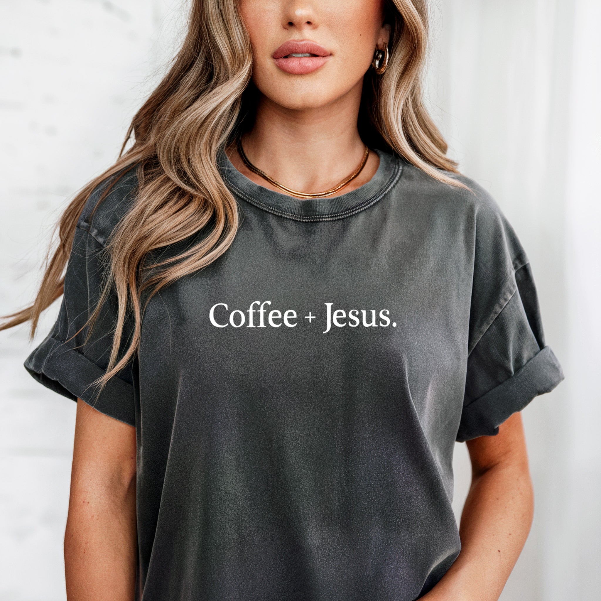 Coffee + Jesus Fall Thanksgiving day Christmas Autumn Comfort Colors Garment Dyed T Shirt