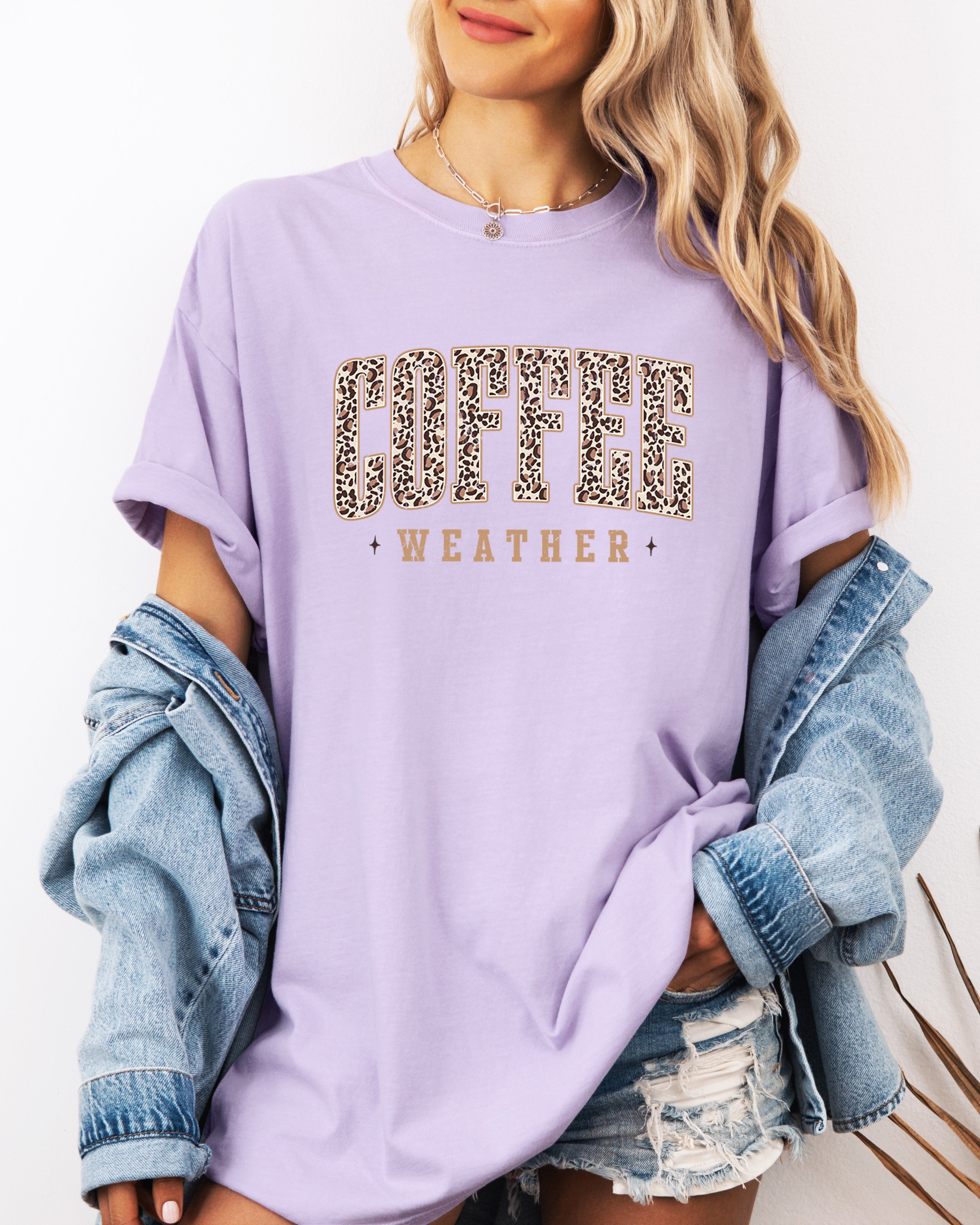 Coffee Weather Fall Thanksgiving day Christmas Autumn Comfort Colors Garment Dyed T Shirt