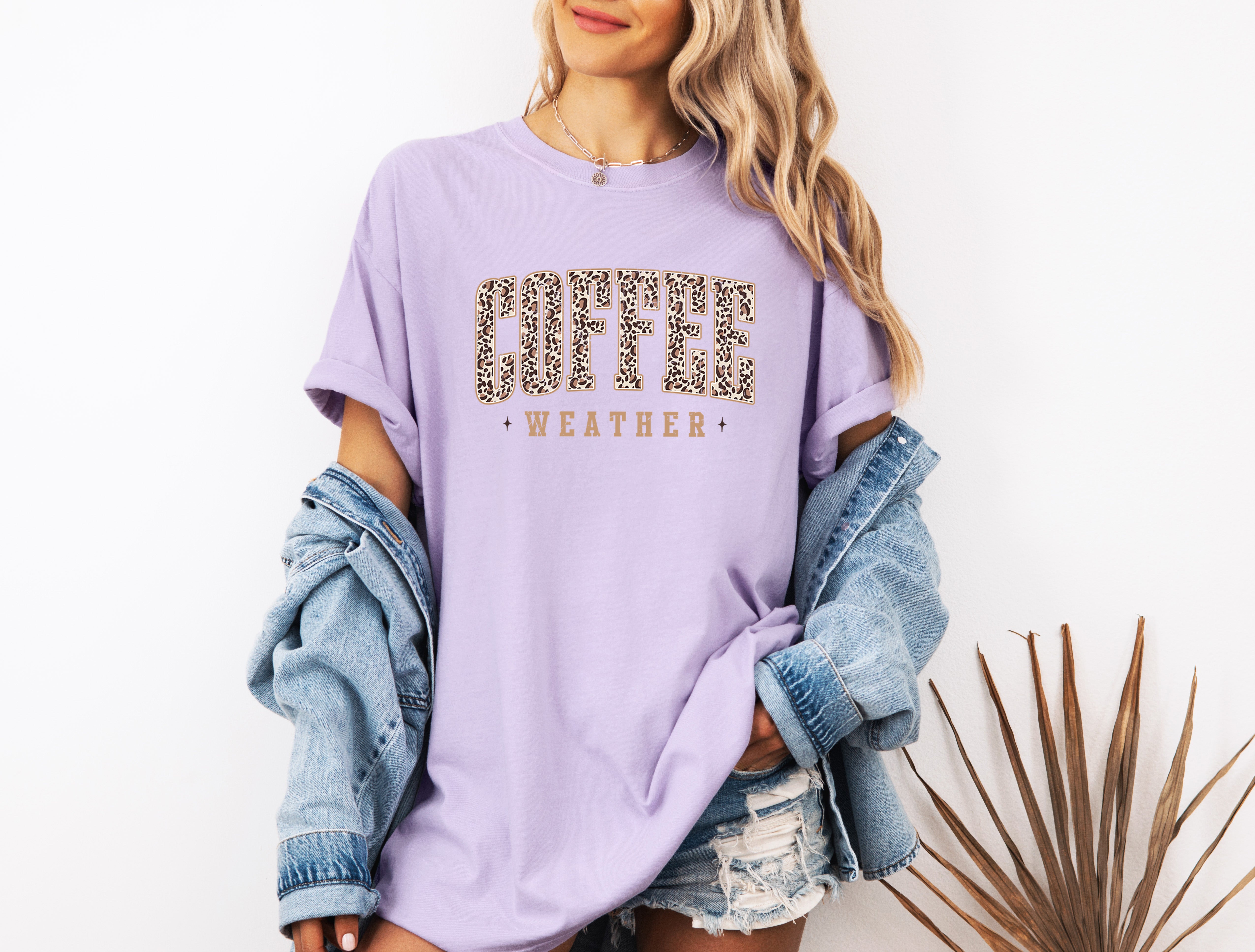 Coffee Weather Fall Thanksgiving day Christmas Autumn Comfort Colors Garment Dyed T Shirt