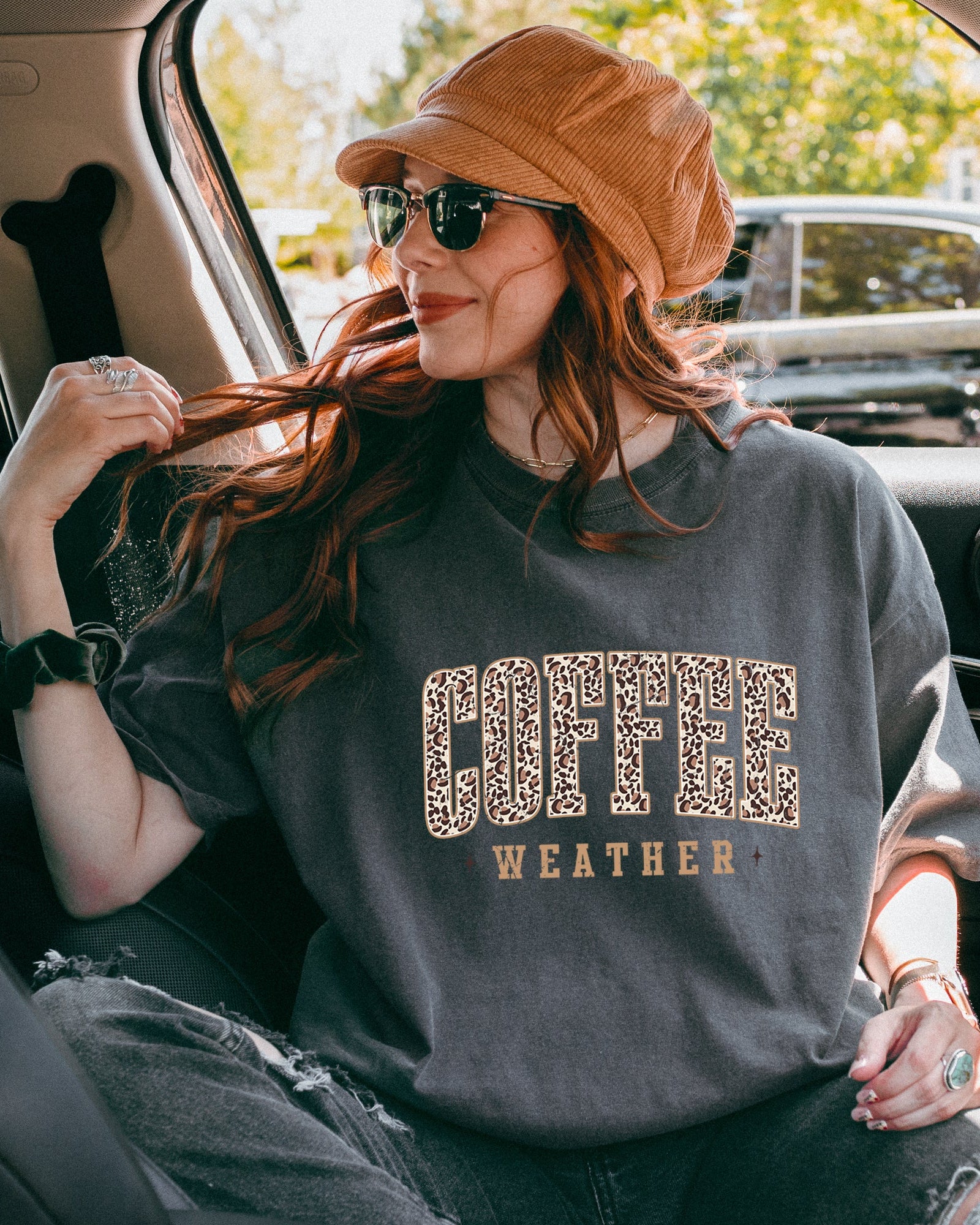 Coffee Weather Fall Thanksgiving day Christmas Autumn Comfort Colors Garment Dyed T Shirt