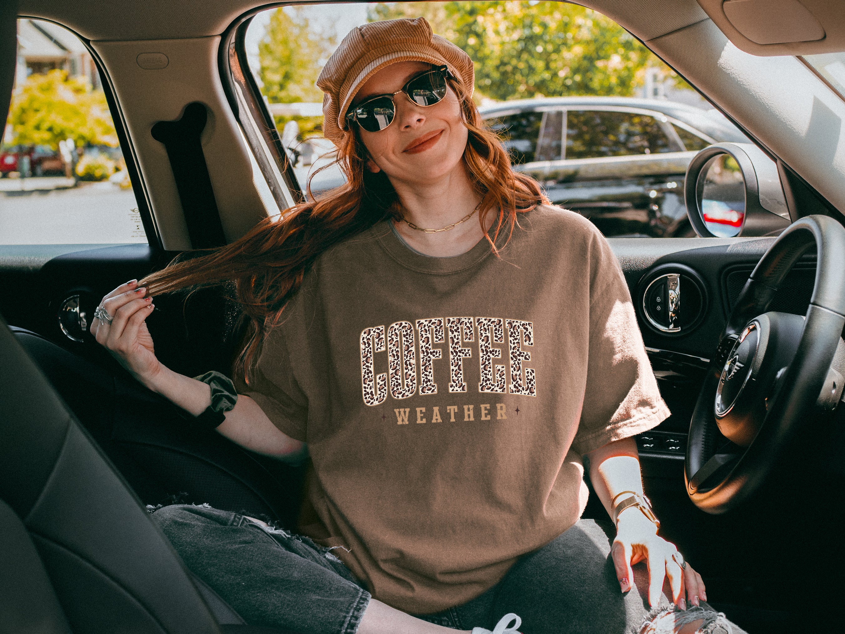 Coffee Weather Fall Thanksgiving day Christmas Autumn Comfort Colors Garment Dyed T Shirt