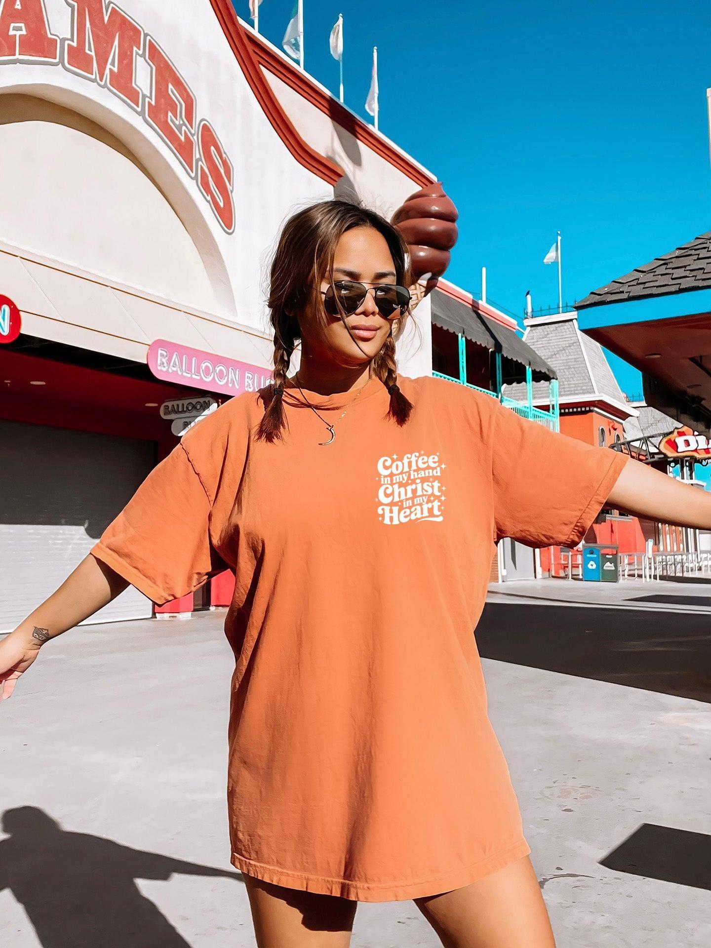 Coffee in my hand Christ in my heart Fall Thanksgiving day Christmas Autumn Comfort Colors Garment Dyed T Shirt