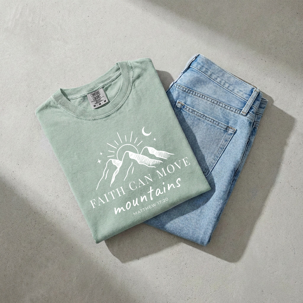 Faith can move mountains Comfort Colors Garment Dyed T Shirt (New)