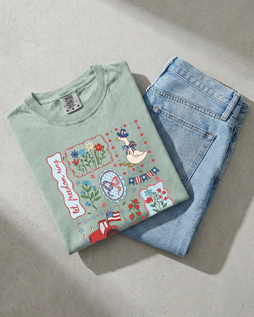 USA Beach Comfort Colors T-Shirt, 4th of July Patriotic Summer Gift