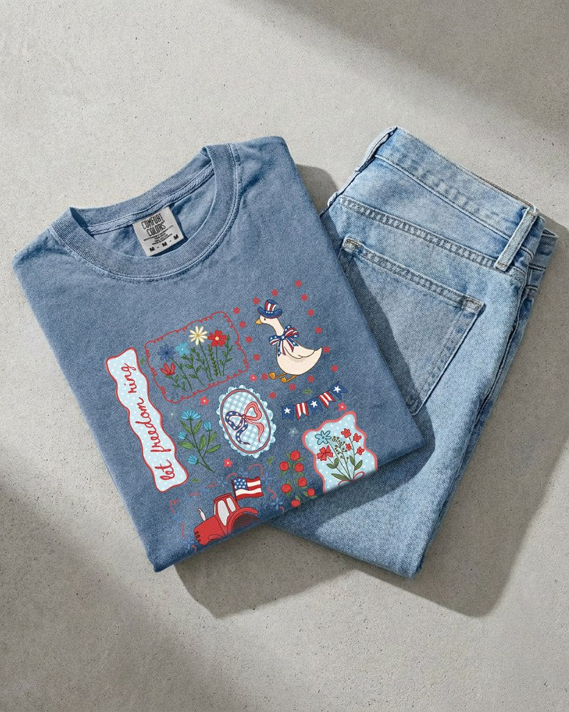 USA Beach Comfort Colors T-Shirt, 4th of July Patriotic Summer Gift