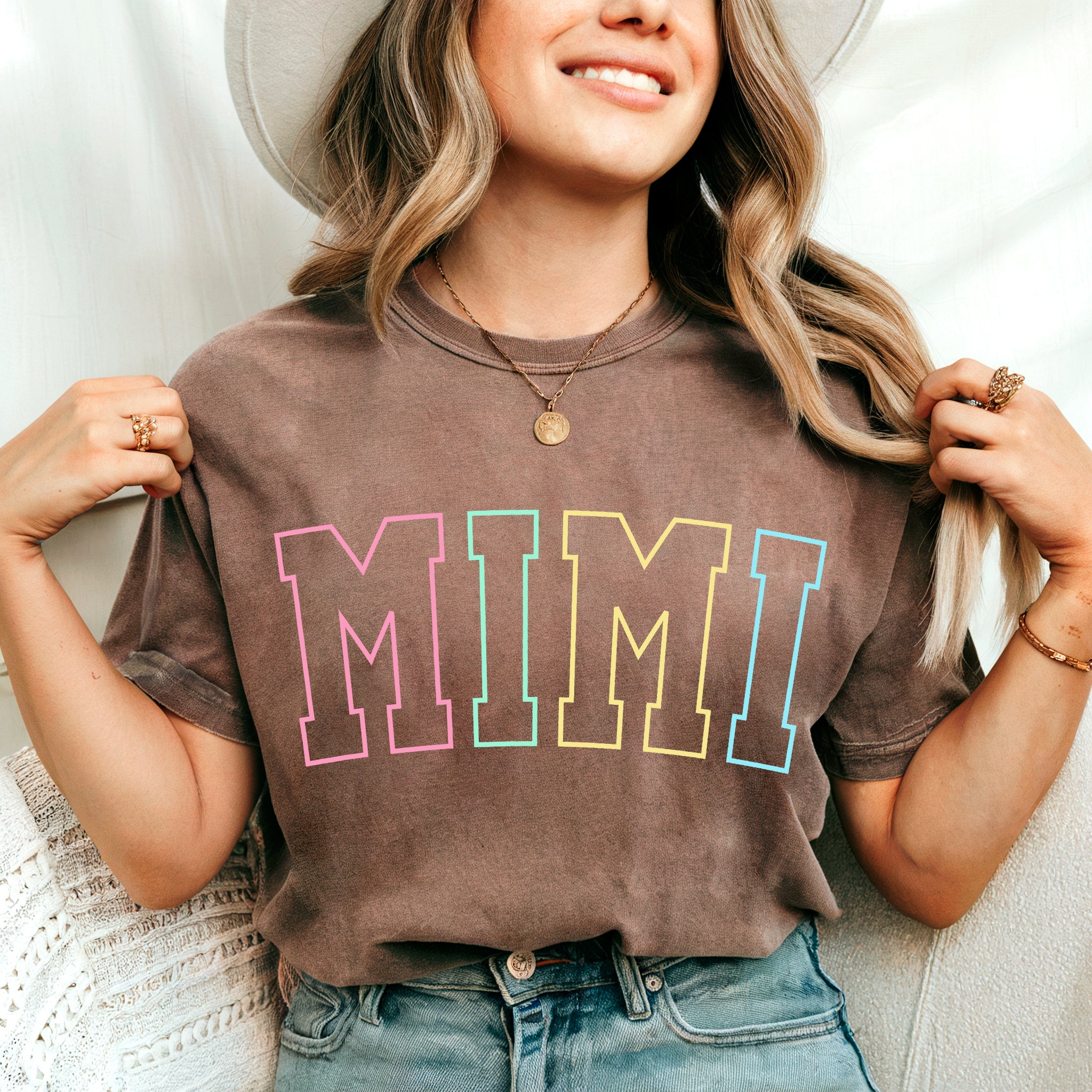 Mimi Grandma Comfort Colors Garment Dyed T Shirt (Outlined color)