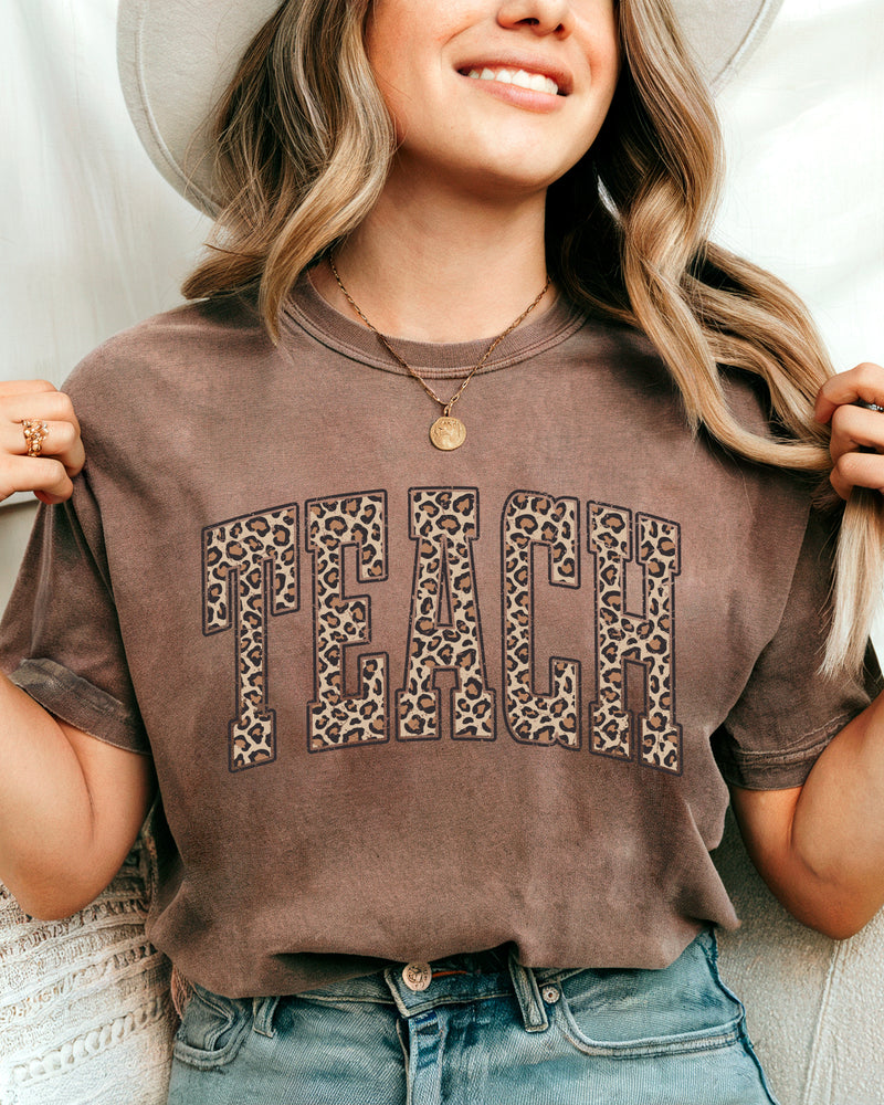 Teach Teacher LEOPARD Comfort Colors Garment-Dyed T-Shirt