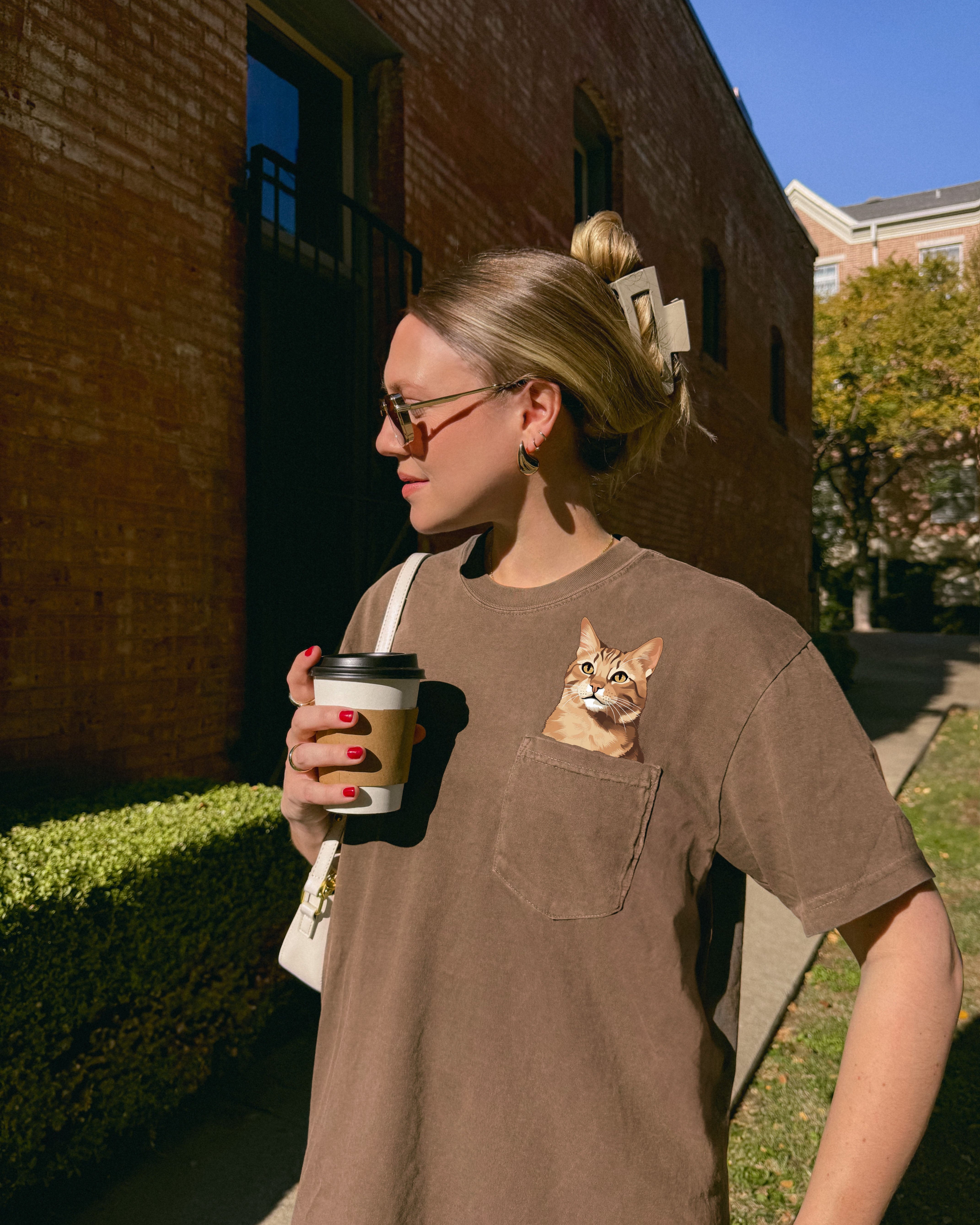 Orange Tabby Cat Comfort Colors Pocket T Shirt