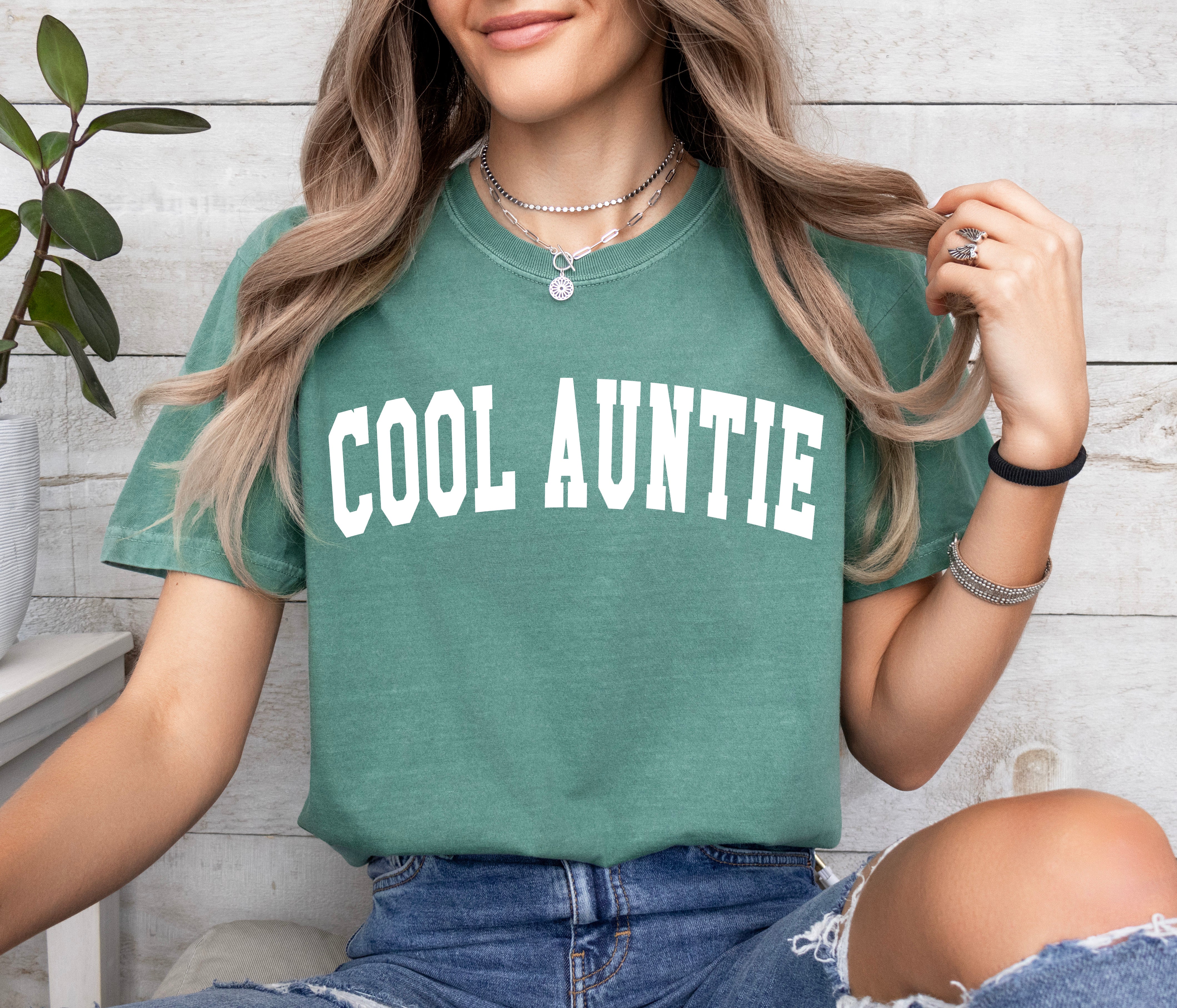 Cool Auntie Comfort Colors Garment Dyed T Shirt (high school font)