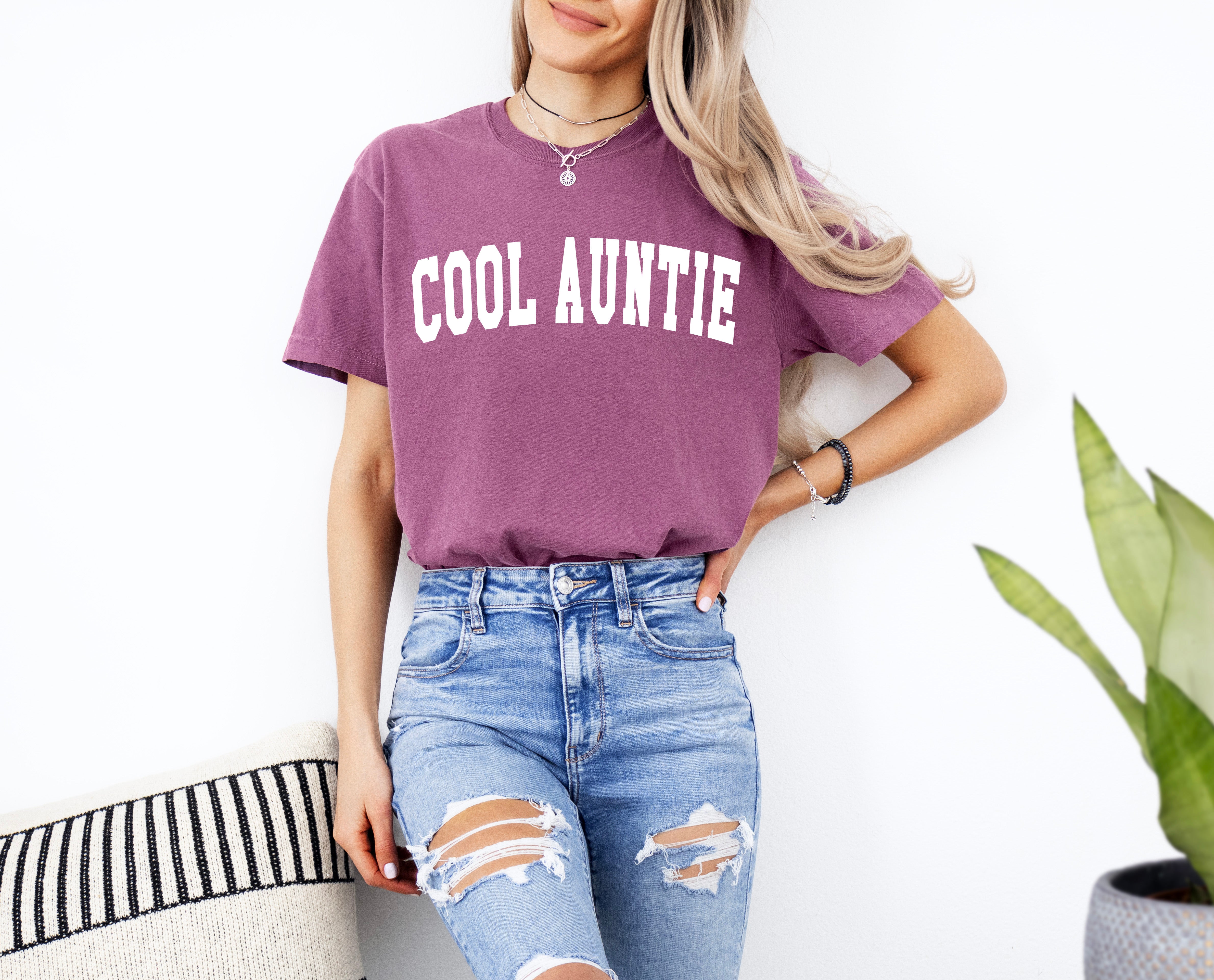 Cool Auntie Comfort Colors Garment Dyed T Shirt (high school font)