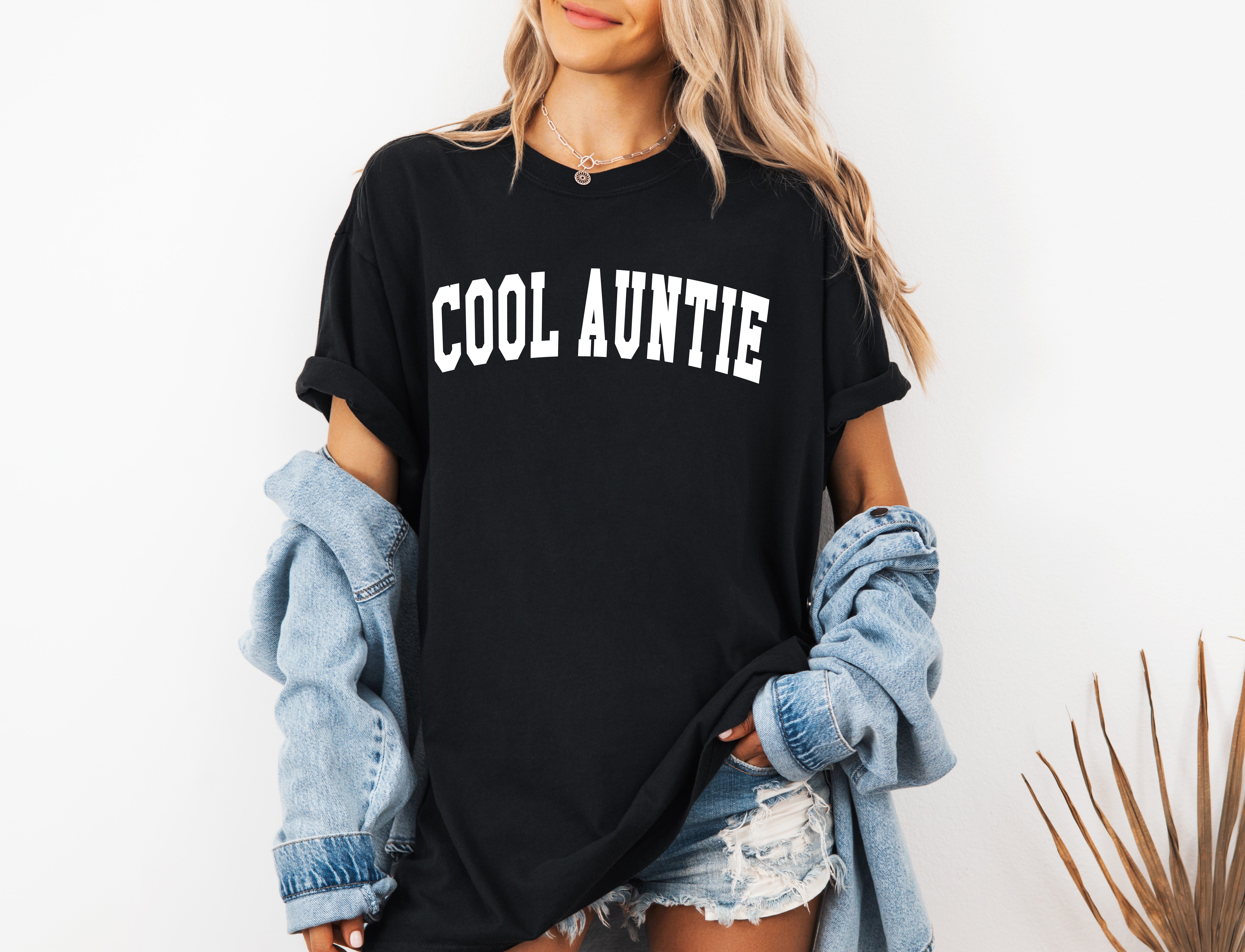 Cool Auntie Comfort Colors Garment Dyed T Shirt (high school font)