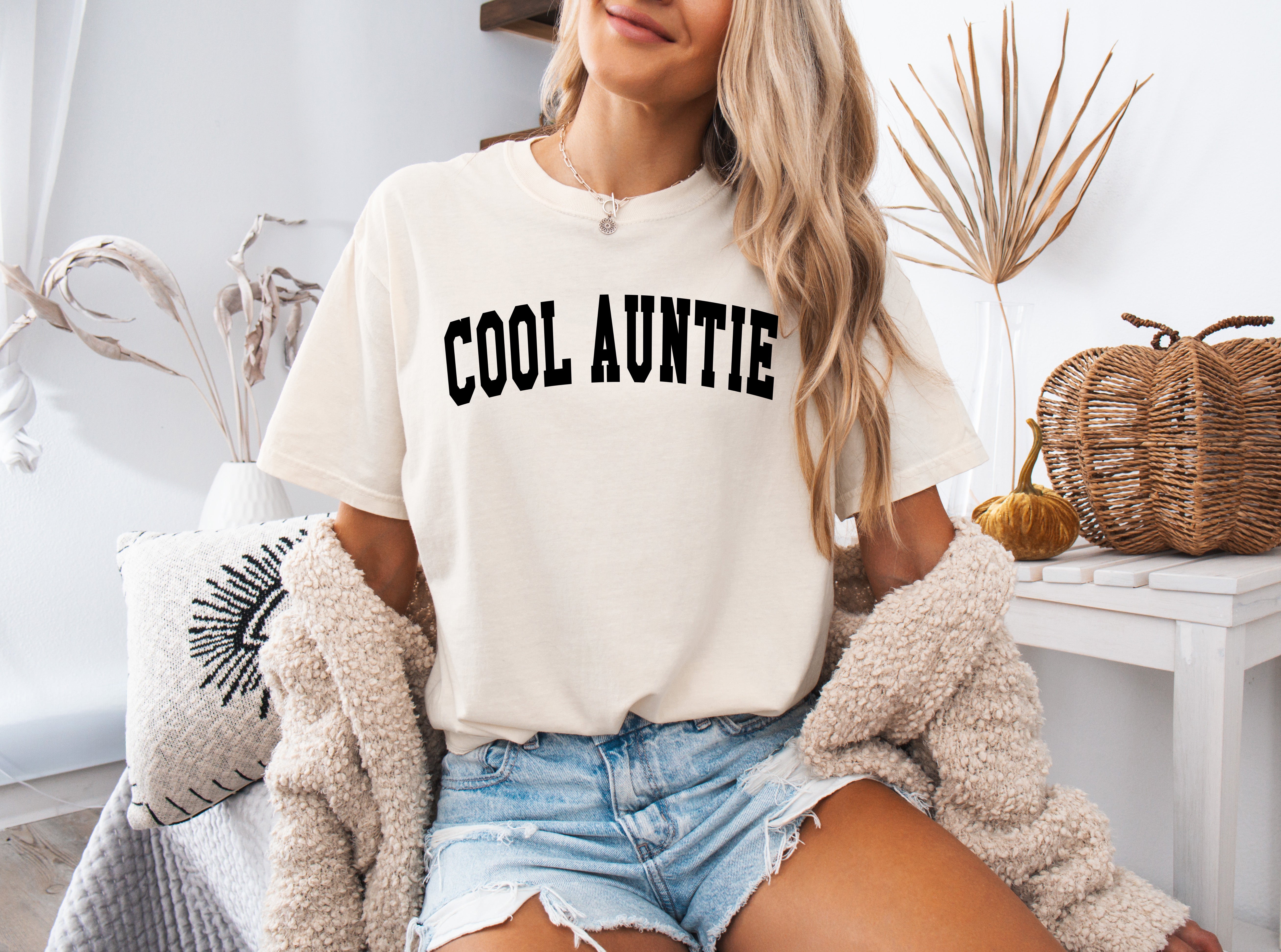 Cool Auntie Comfort Colors Garment Dyed T Shirt (high school font)