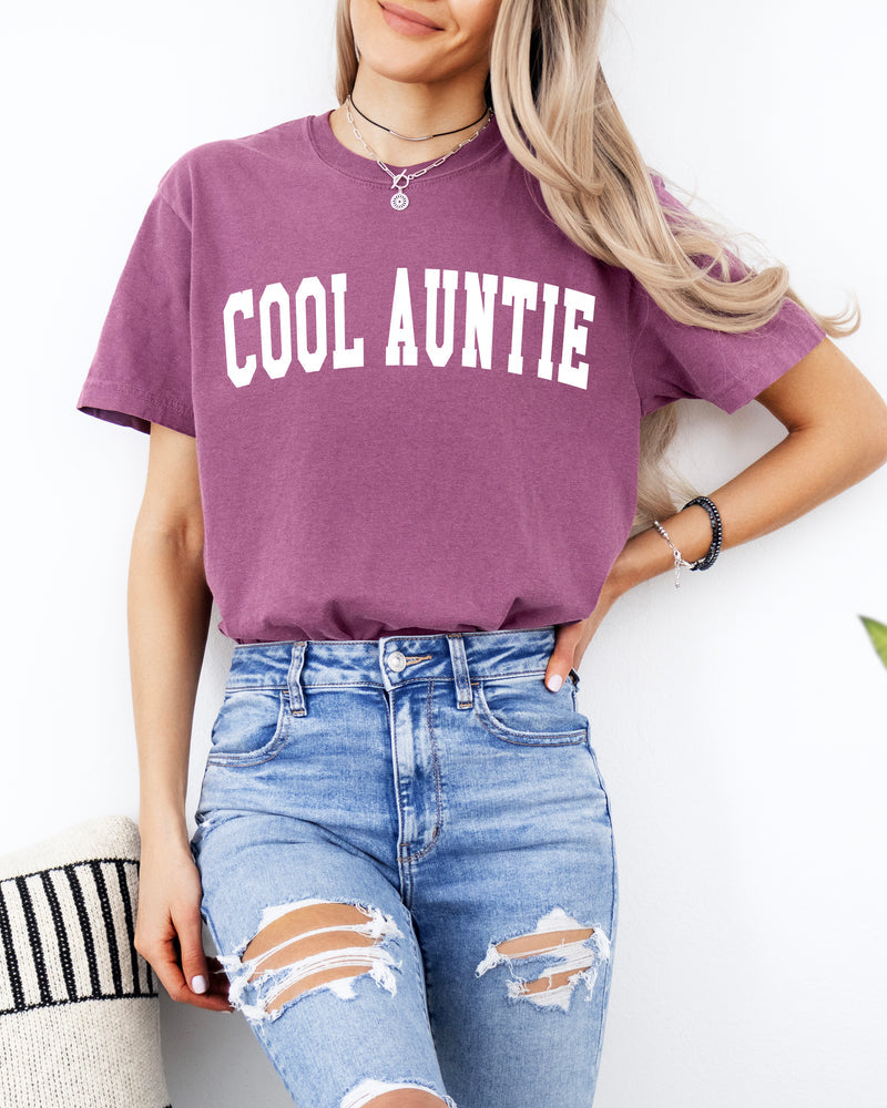 Cool Auntie Comfort Colors Graphic Tees (High School Font)