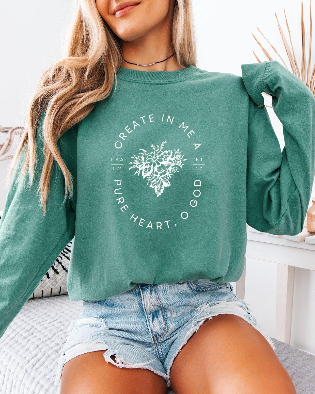 Create In Me A Pure Heart Christian Comfort Colors Long Sleeve Shirt