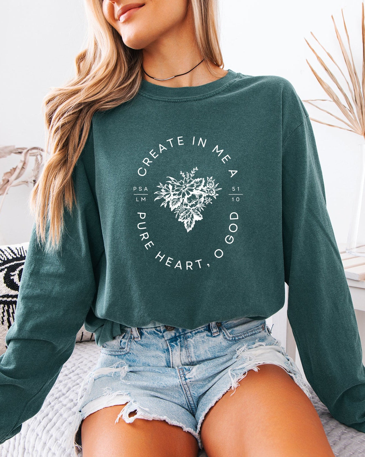 Create In Me A Pure Heart Christian Comfort Colors Long Sleeve Shirt