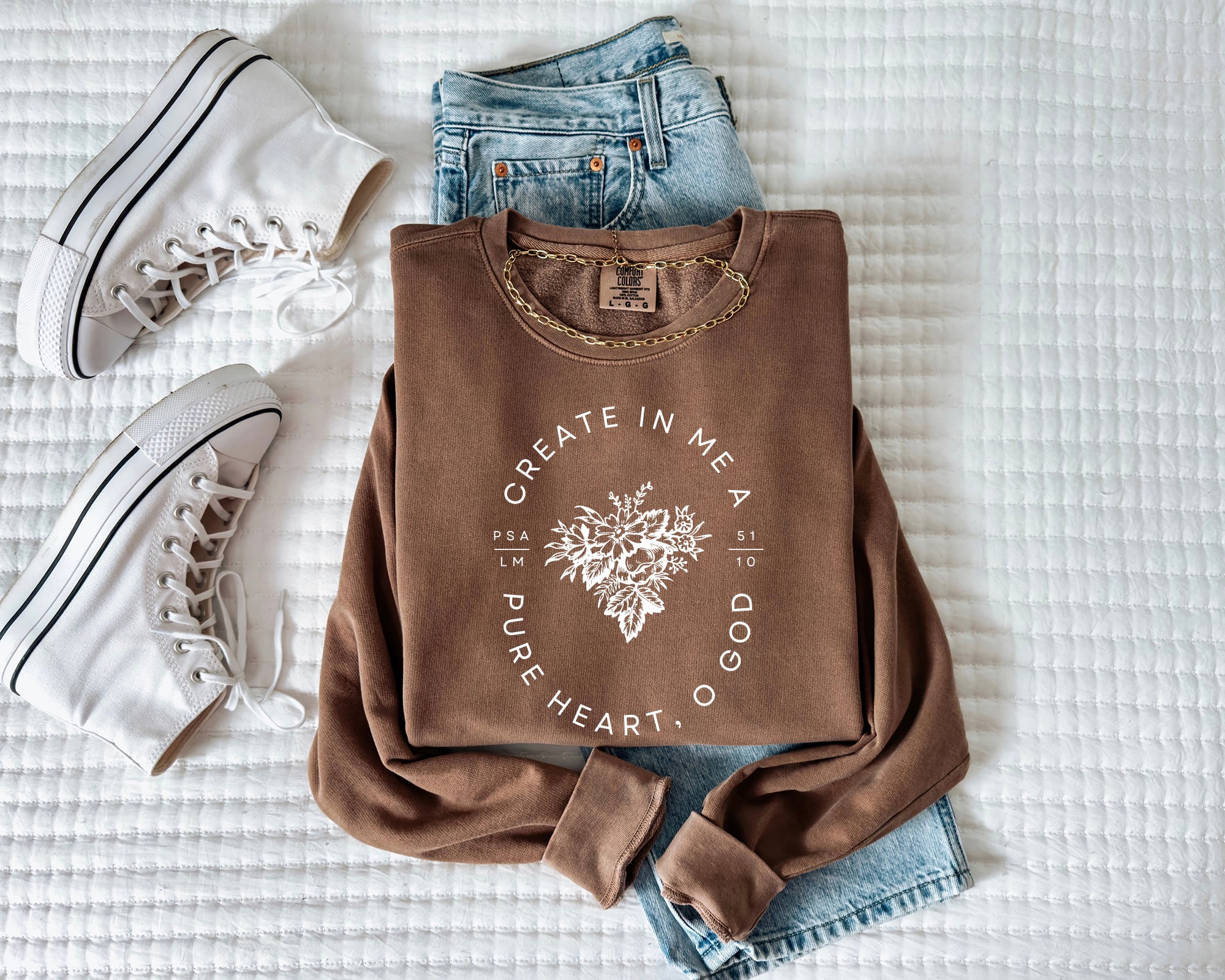 Create In Me A Pure Heart Inspirational Christian Garment Dyed Comfort Colors Sweatshirt