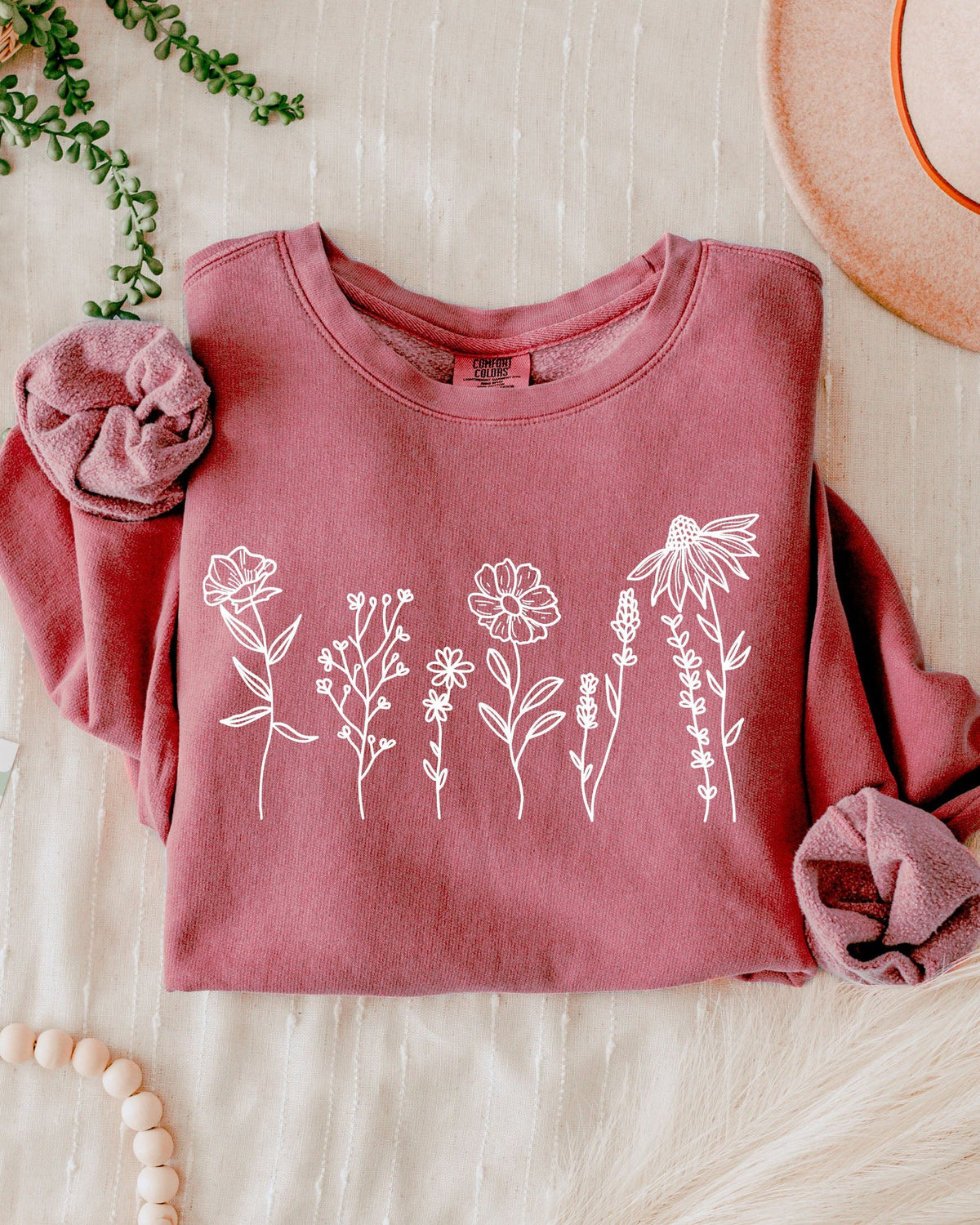 Wildflowers Botanical Comfort Colors Sweatshirt, Nature Gift for Women