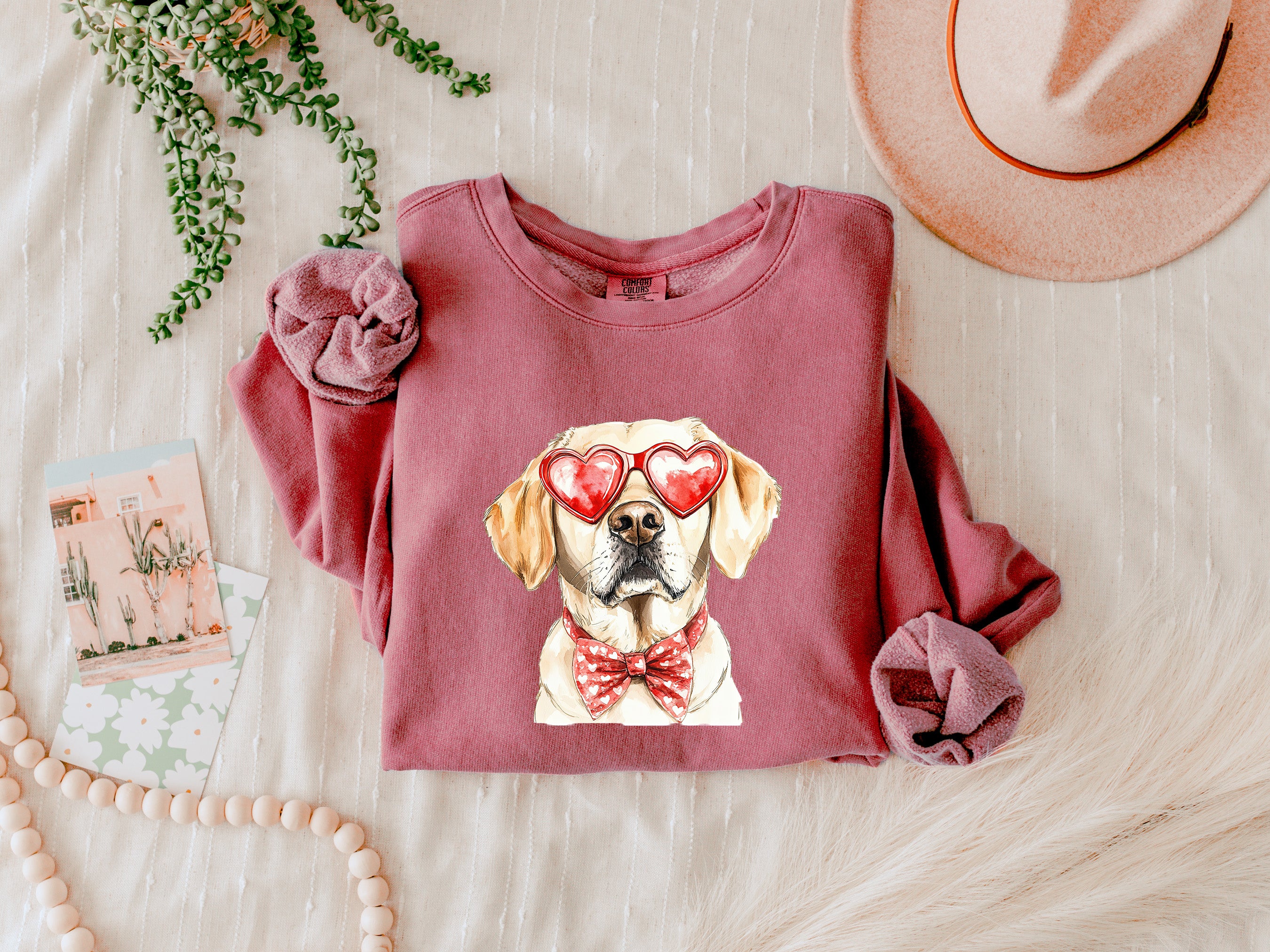 Yellow Labrador Retriever Valentine's day Dog Mom Garment Dyed Comfort Colors Sweatshirt