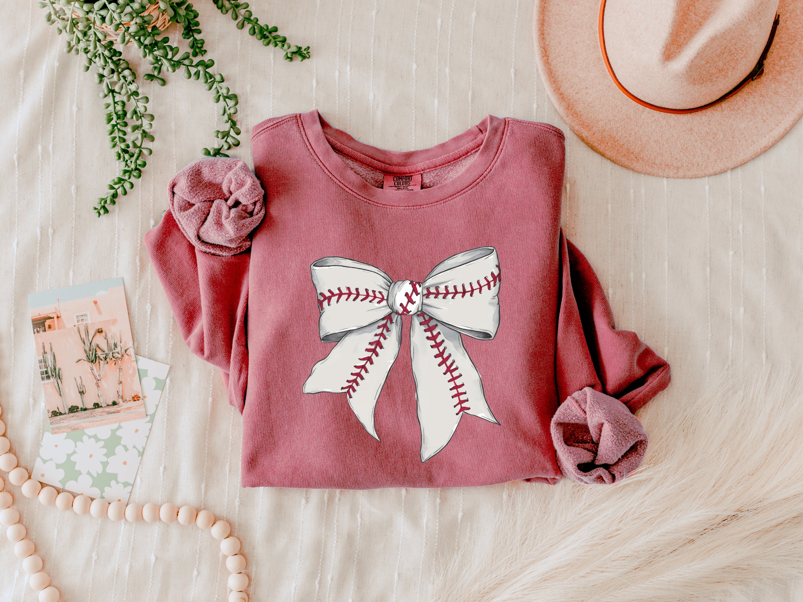 Baseball Mom Baseball Sports Garment Dyed Comfort Colors Sweatshirt (Ribbon)