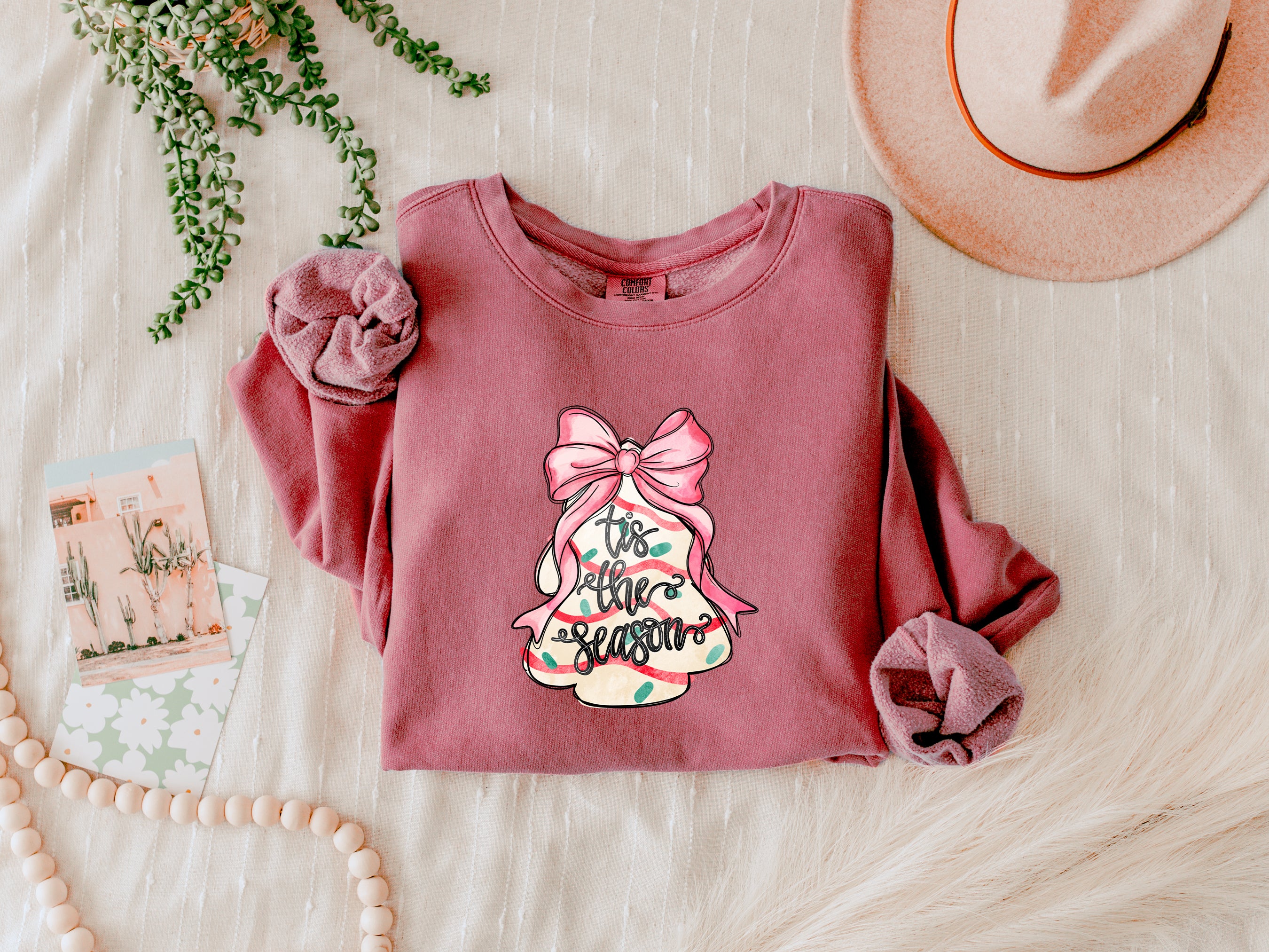 Merry Christmas Tis the Season Holiday Winter Fall Inspirational Garment Dyed Comfort Colors Sweatshirt