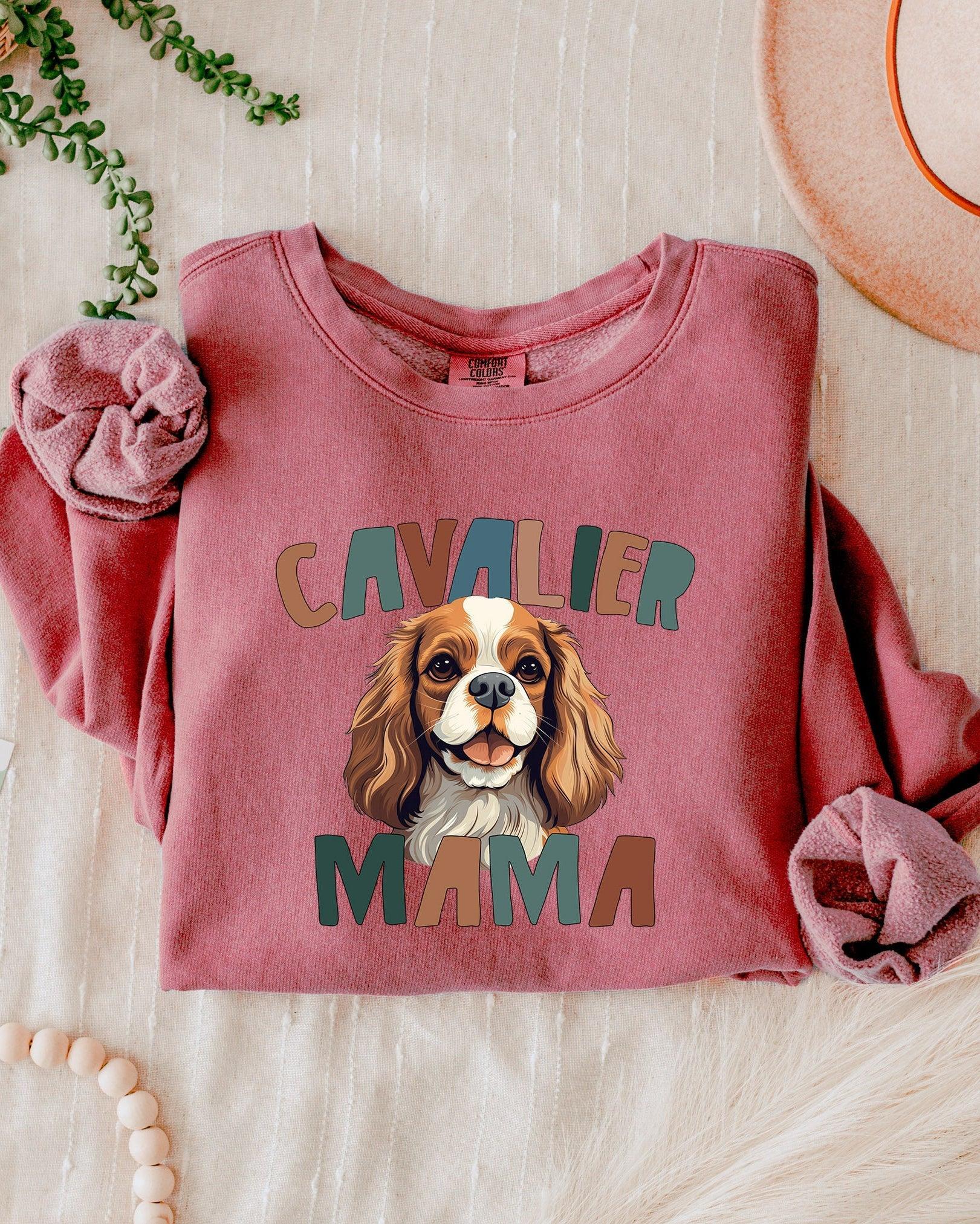 Cavalier King Charles Spaniel Dog Mom Garment Dyed Comfort Colors Sweatshirt (Color)