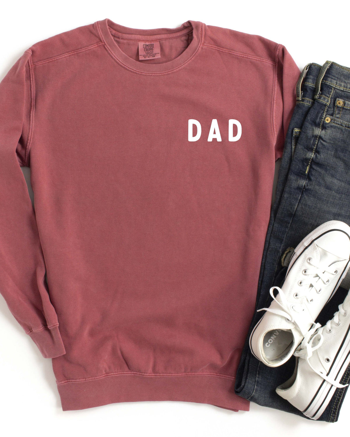 Dad Garment Dyed Comfort Colors Sweatshirt (Rounded font Left Chest)