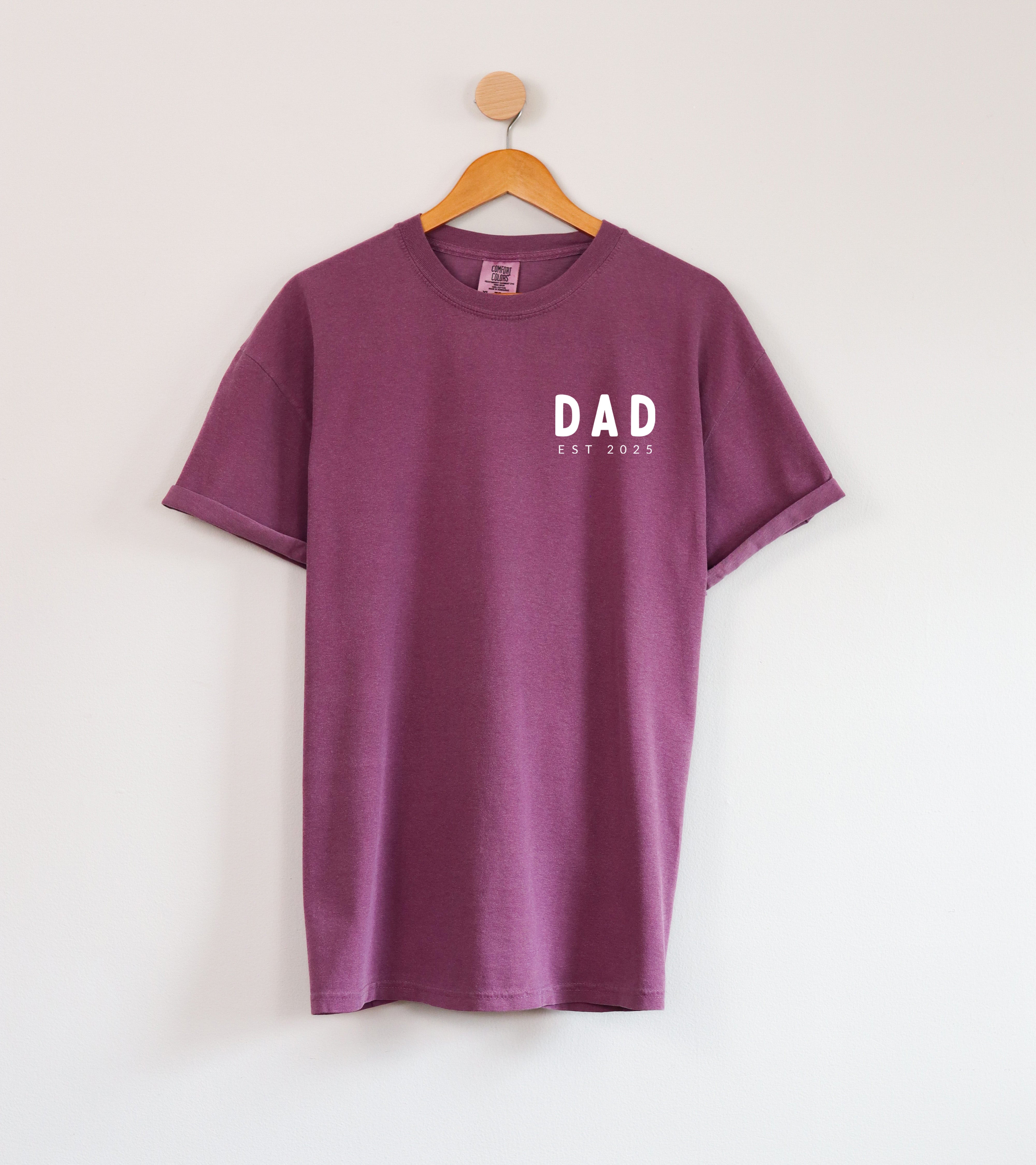 Dad Personalized est year Comfort Colors T Shirt (cali left chest) (Copy)