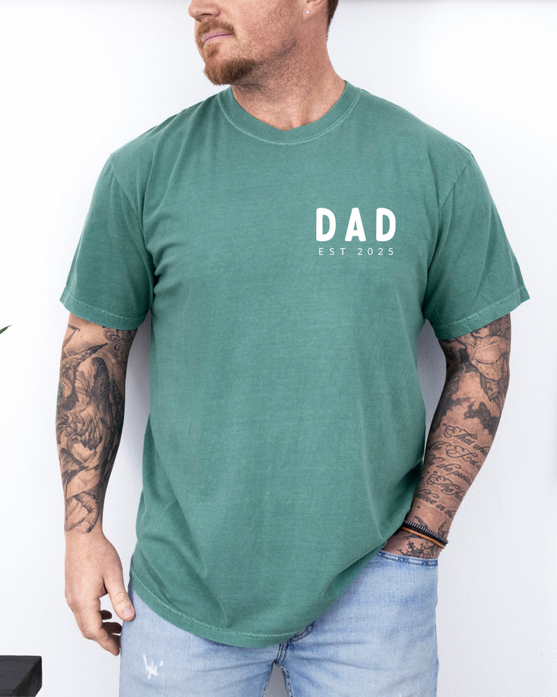Dad Personalized est year Comfort Colors T Shirt (cali left chest)