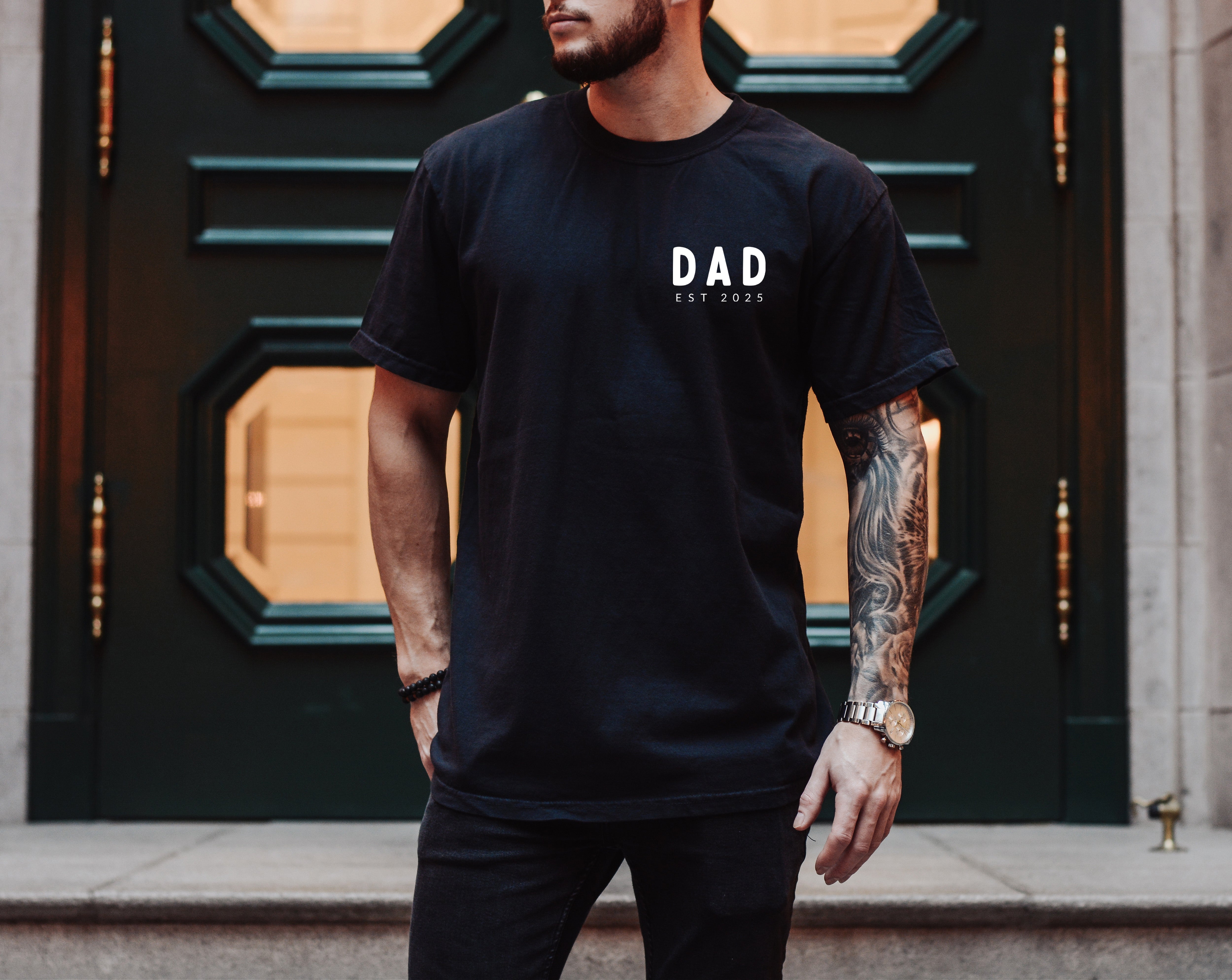 Dad Personalized est year Comfort Colors T Shirt (cali left chest) (Copy)