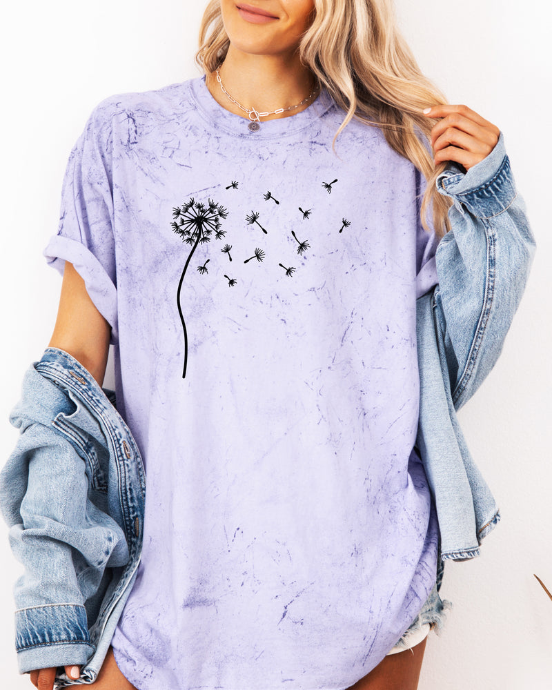 Dandelion Botanical wildflowers Garment Dyed T Shirt