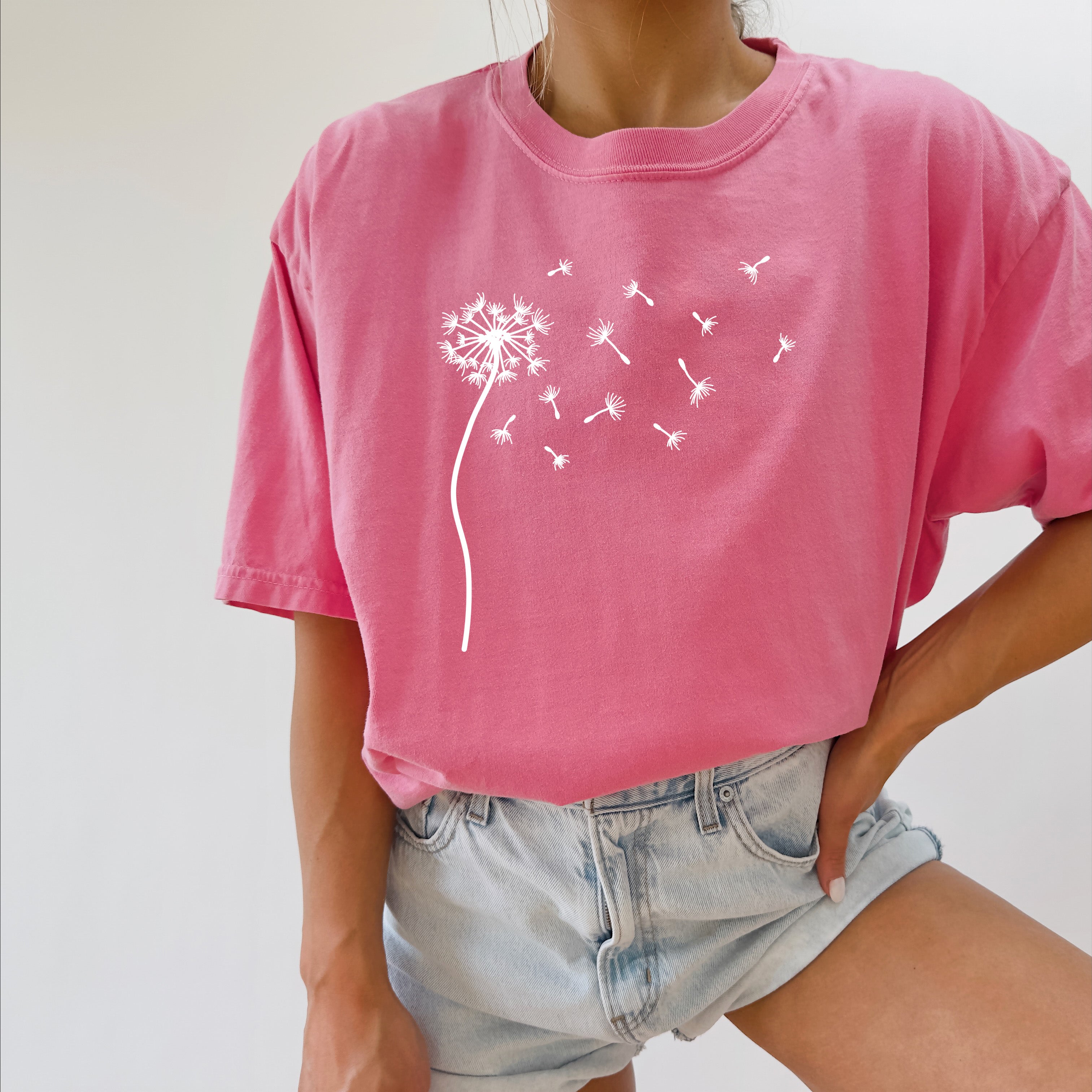 Dandelion Botanical wildflowers Garment Dyed T Shirt