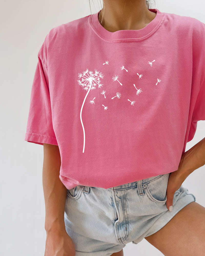 Dandelion Botanical wildflowers Garment Dyed T Shirt
