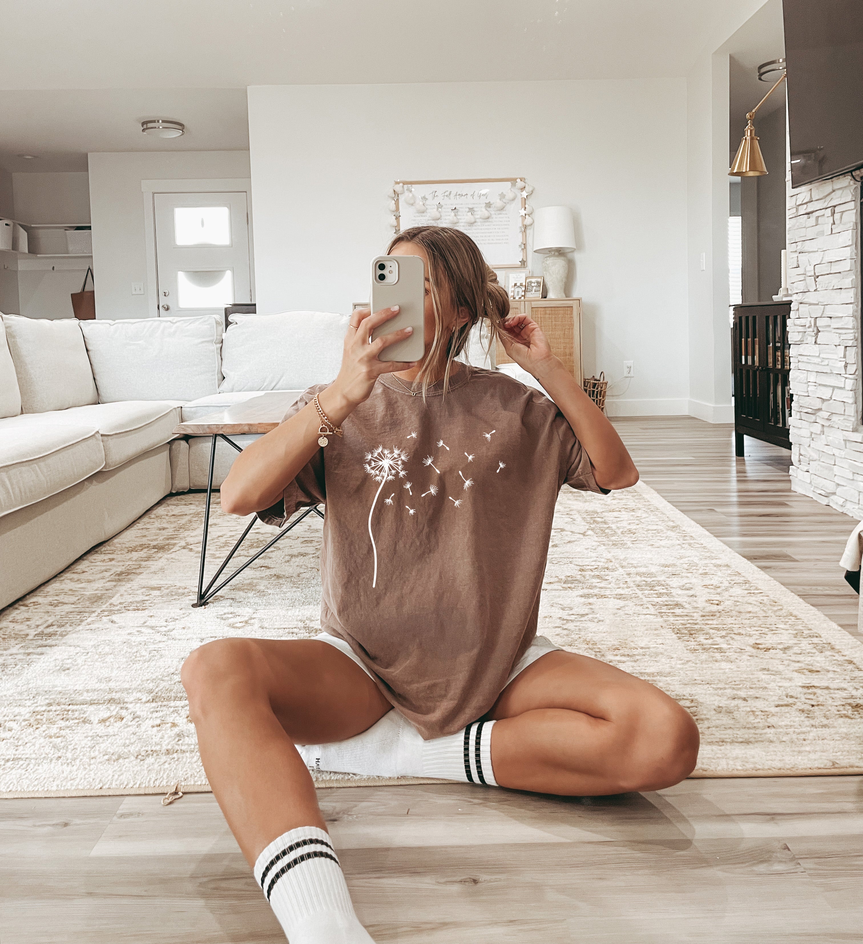 Dandelion Botanical wildflowers Garment Dyed T Shirt