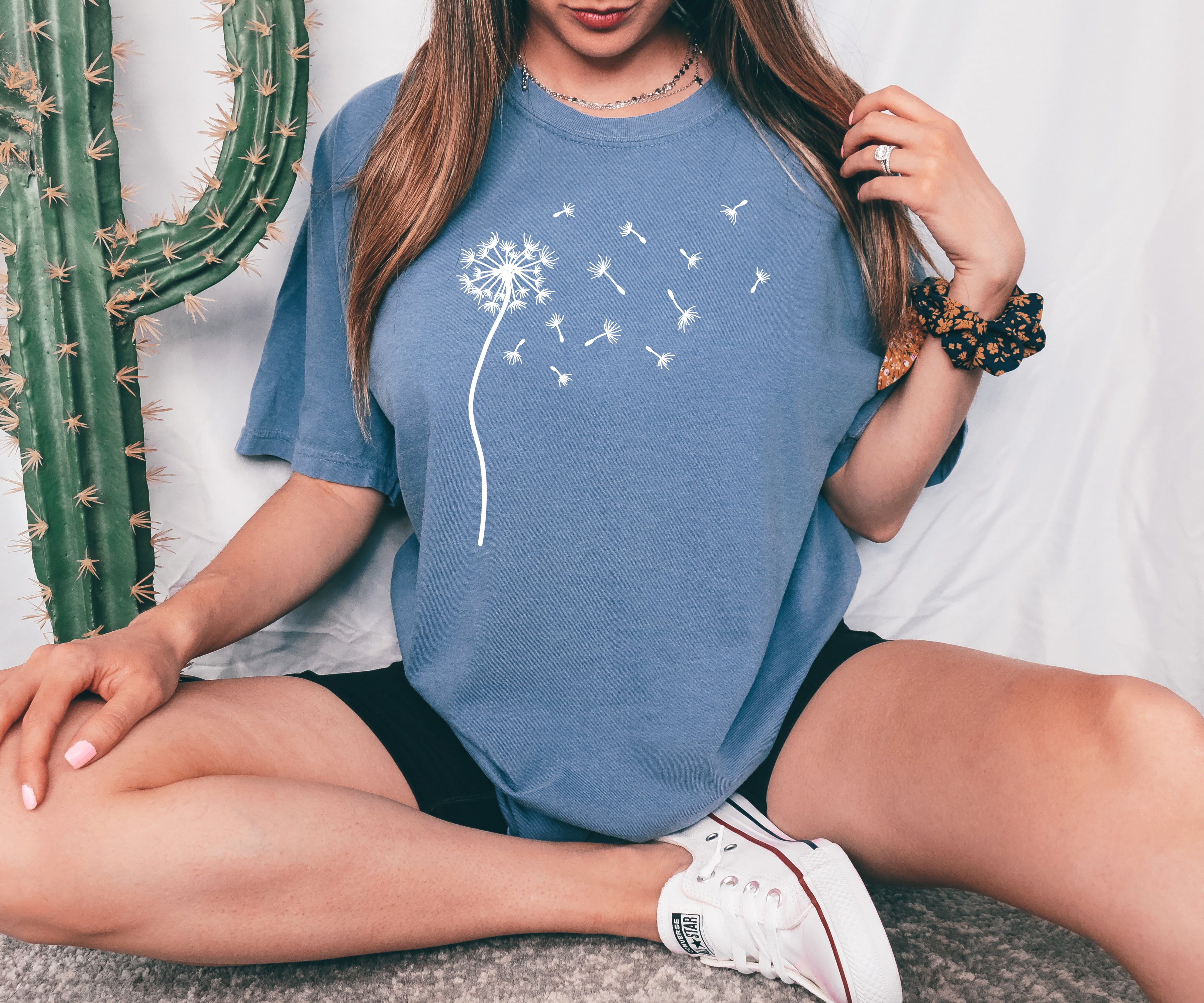 Dandelion Botanical wildflowers Garment Dyed T Shirt