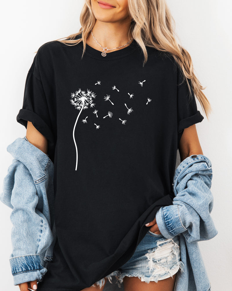 Dandelion Botanical wildflowers Garment Dyed T Shirt