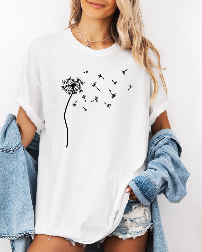 Dandelion Botanical wildflowers Garment Dyed T Shirt