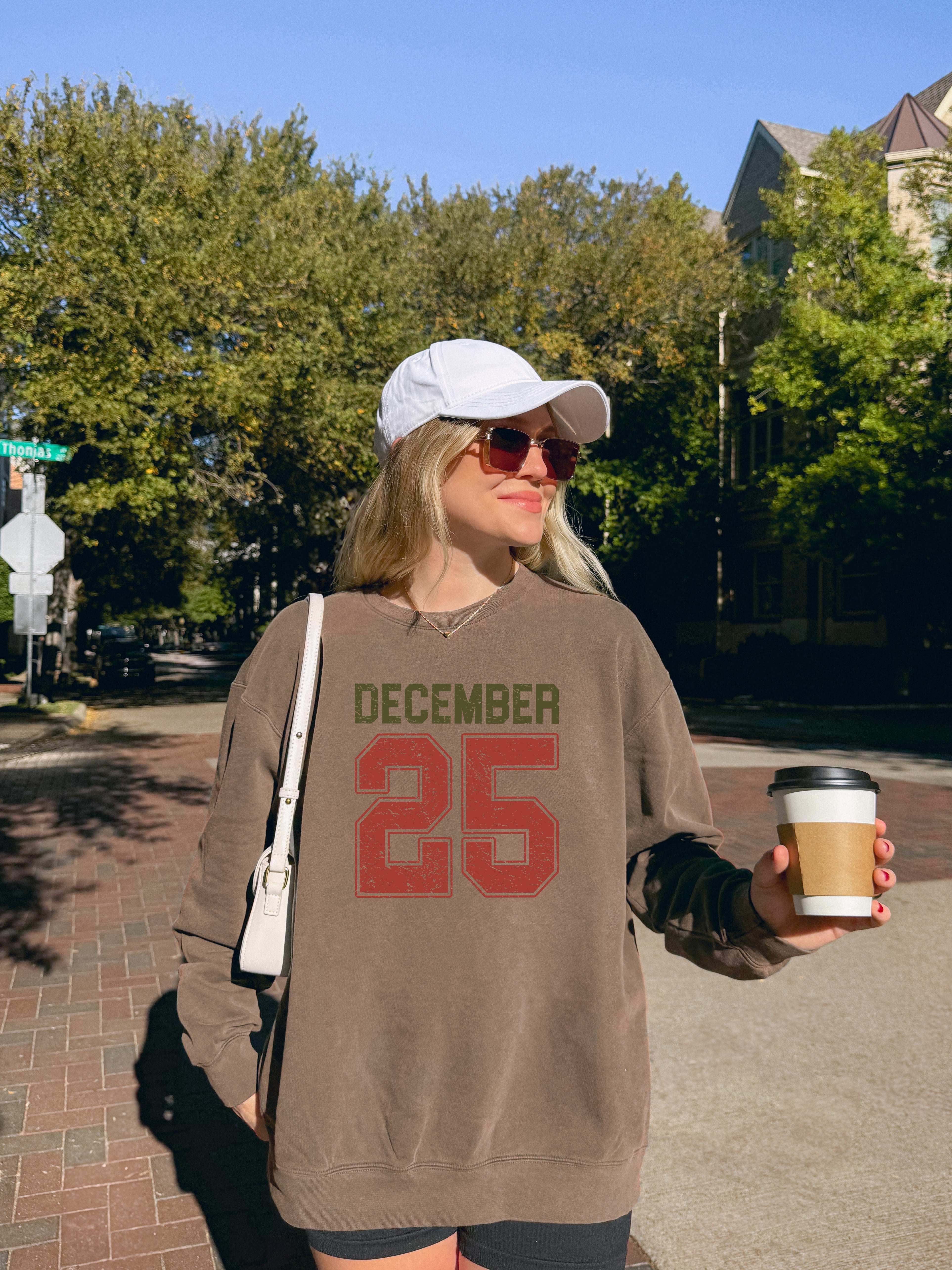 December 25 Christmas Holiday Winter Garment Dyed Comfort Colors Sweatshirt