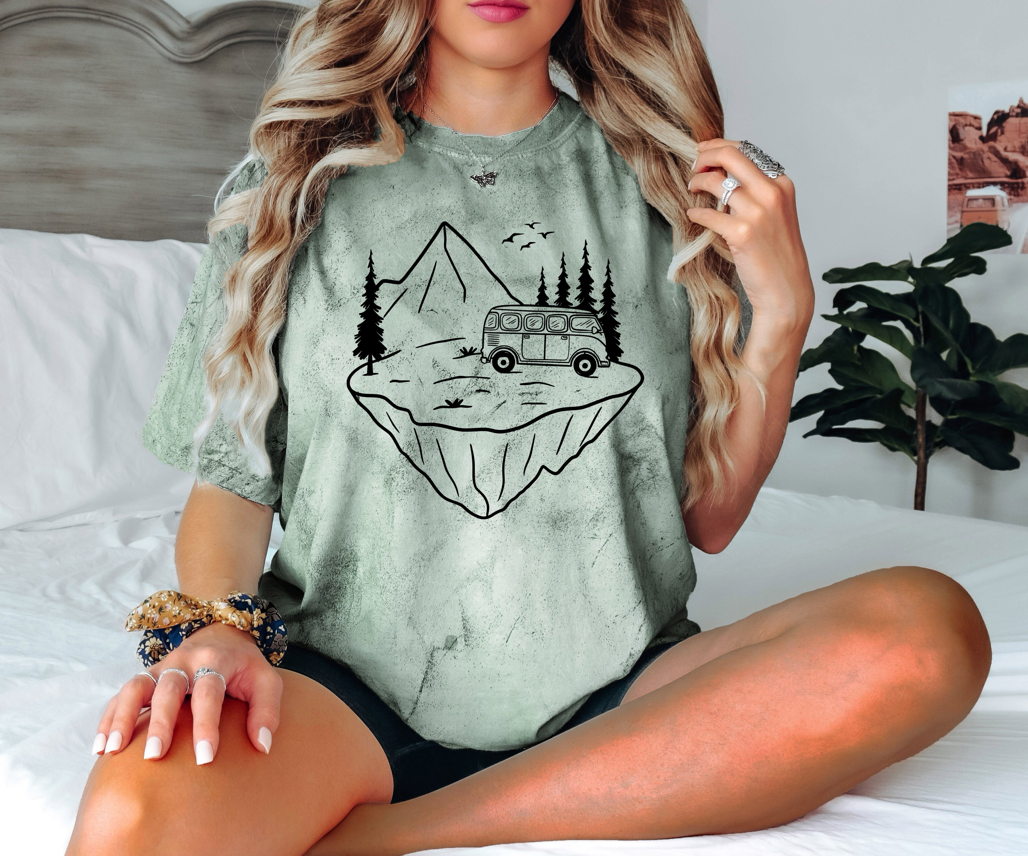 Desert Camping Hiking Mountain Nature Garment Dyed T Shirt