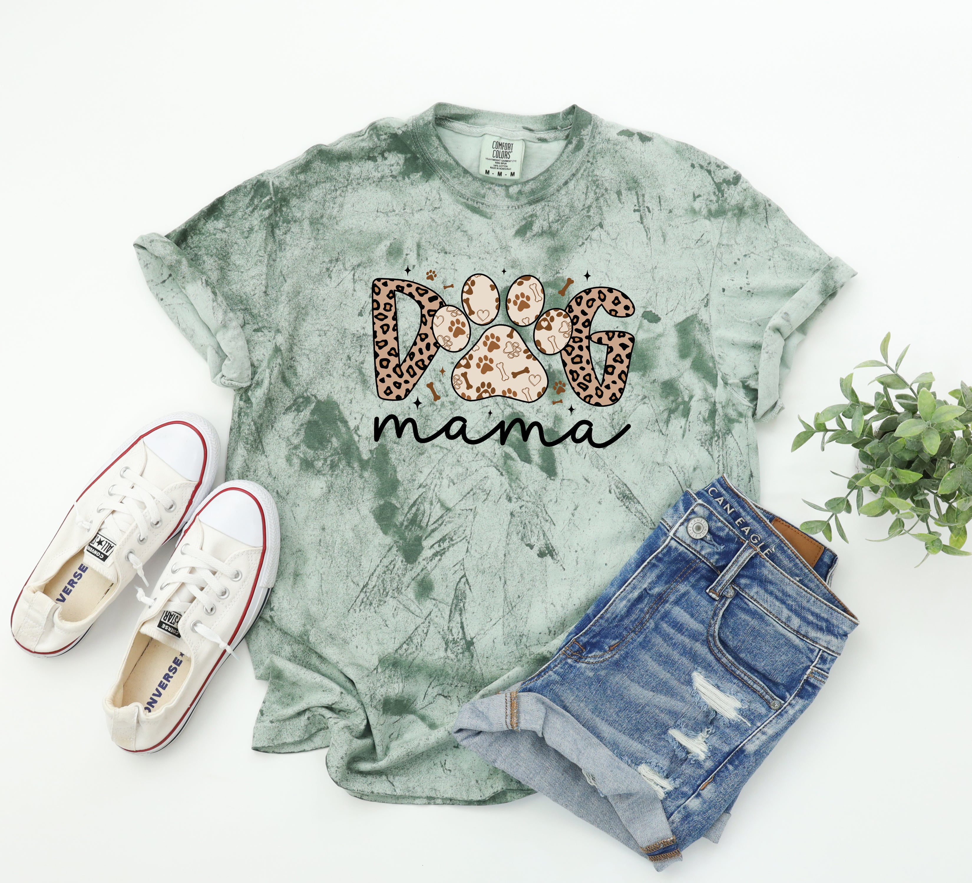Dog Mom Comfort Fall Colors Garment Dyed T Shirt (Leopard)
