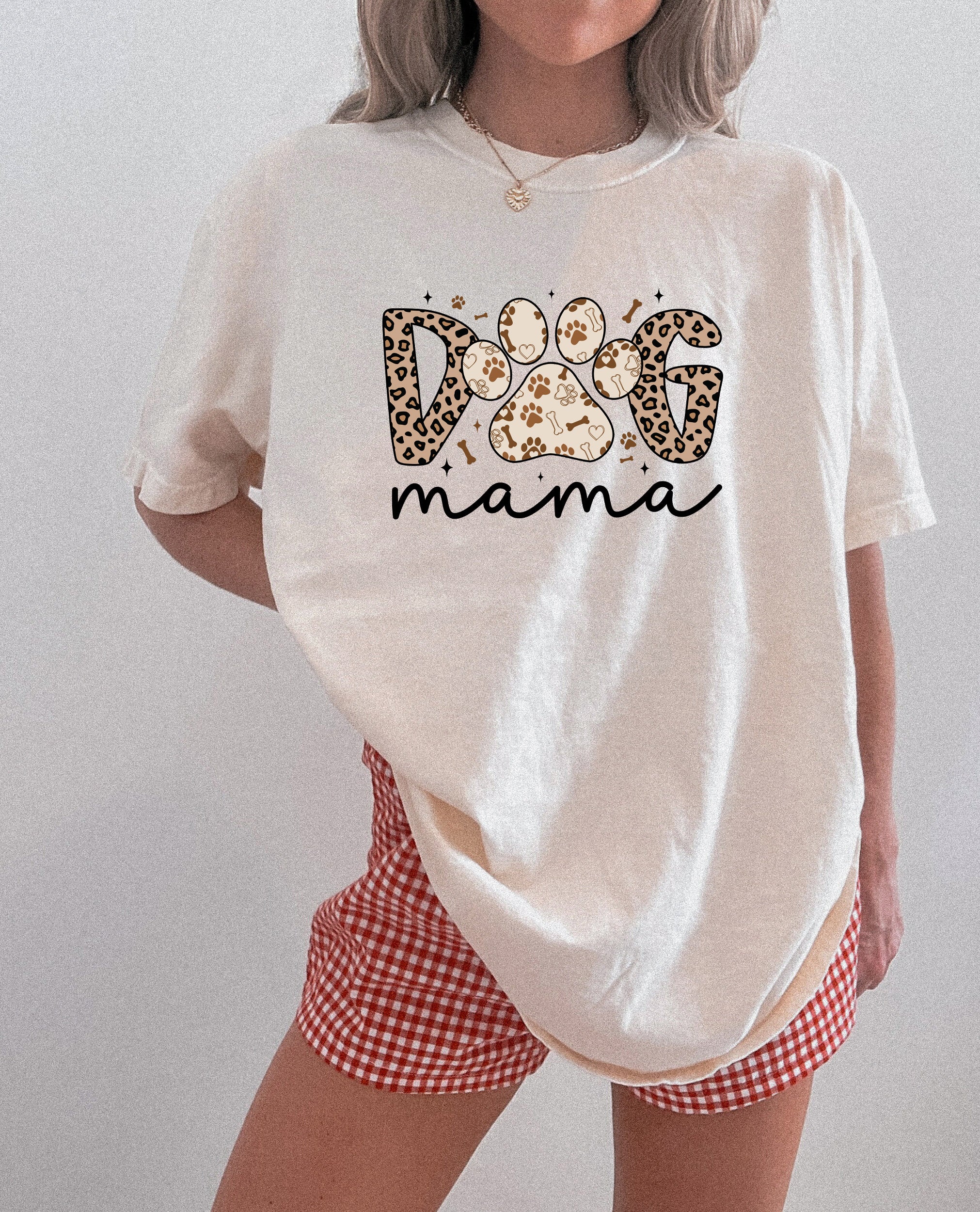 Dog Mom Comfort Fall Colors Garment Dyed T Shirt (Leopard)