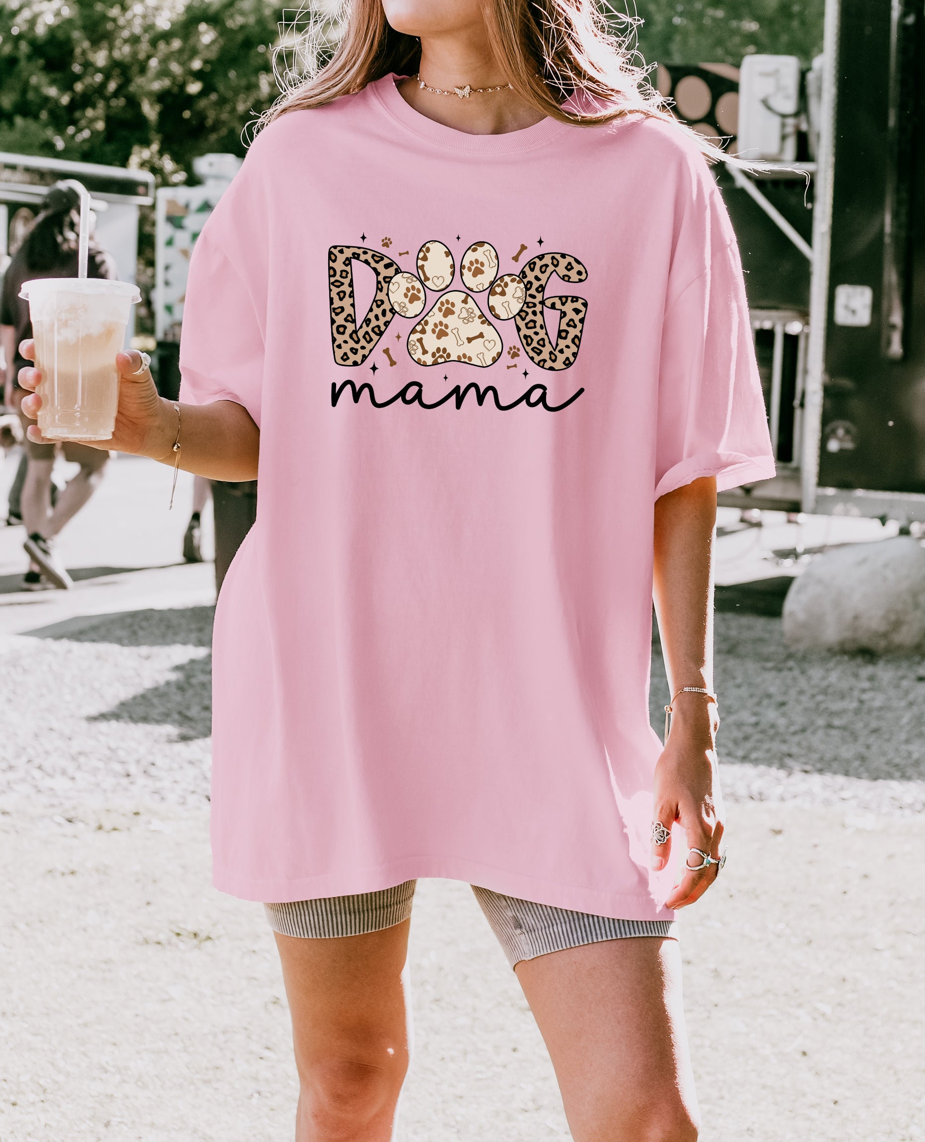 Dog Mom Comfort Fall Colors Garment Dyed T Shirt (Leopard)